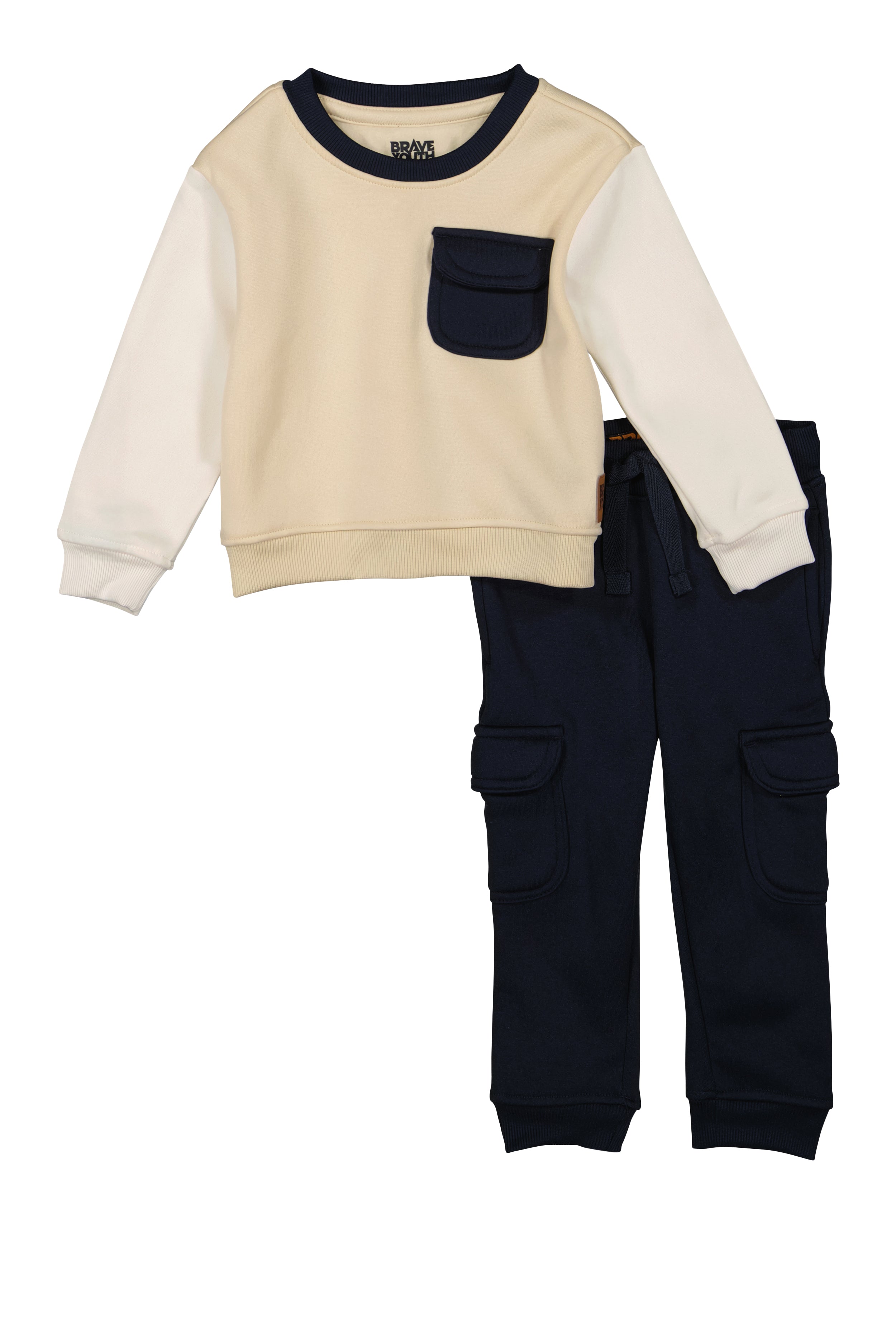 Toddler Boys Pocket Crew Neck Sweatshirt and Joggers, Multi, Size 2T