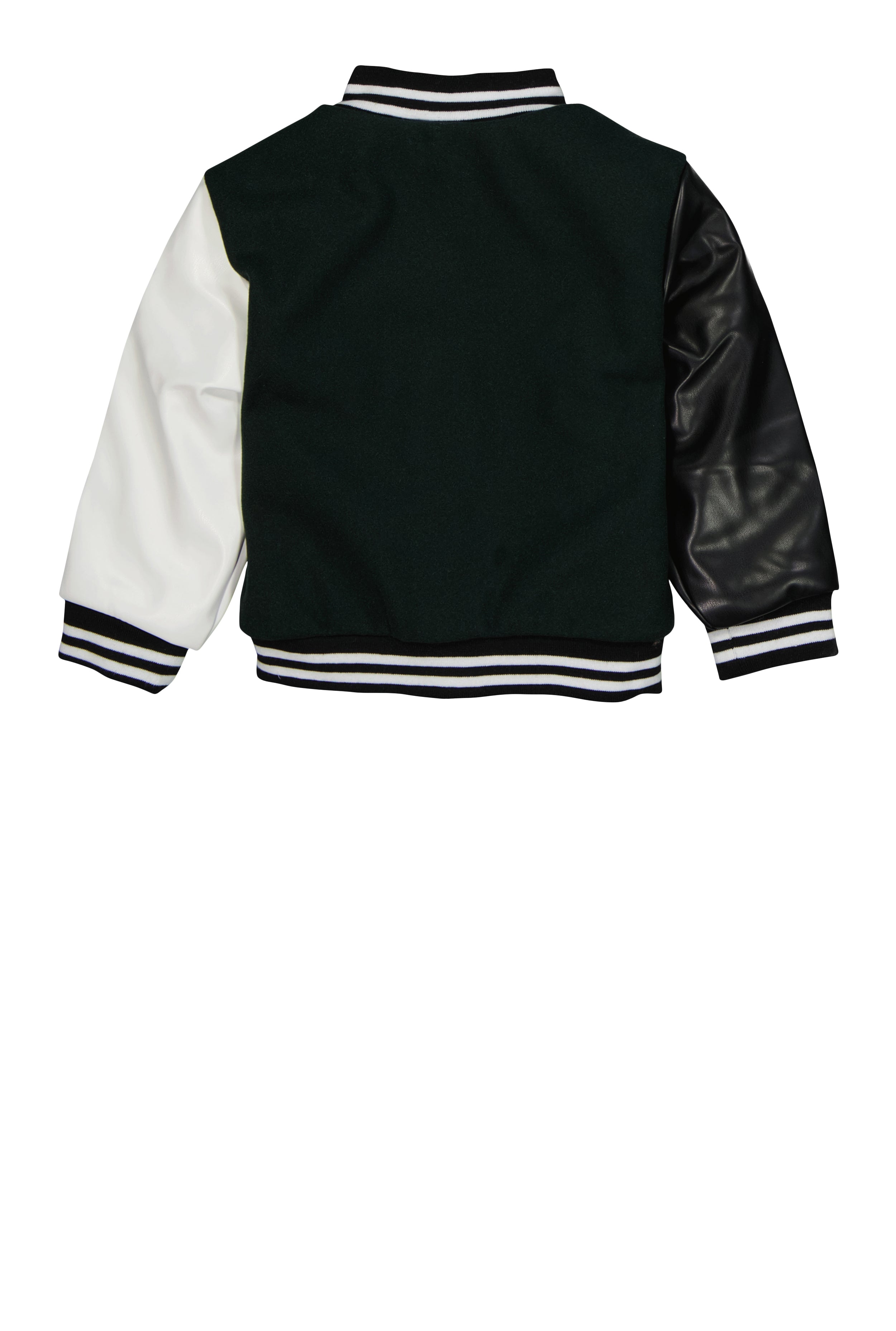 Toddler Girls Bear Chenille Graphic Patch Varsity Jacket, Green, Size 2T