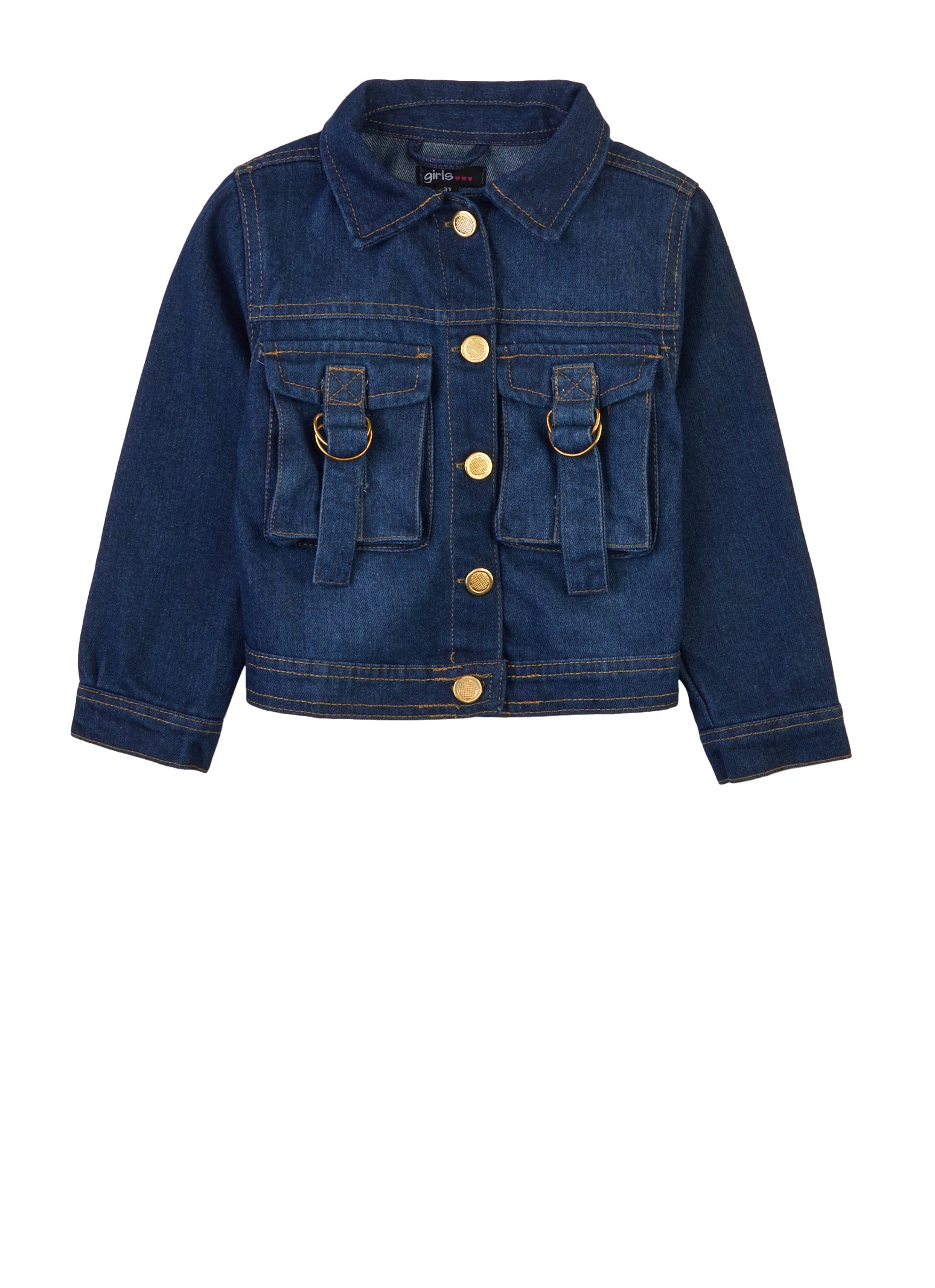 Toddler Girls Cargo Pocket Jean Jacket, Blue, Size L