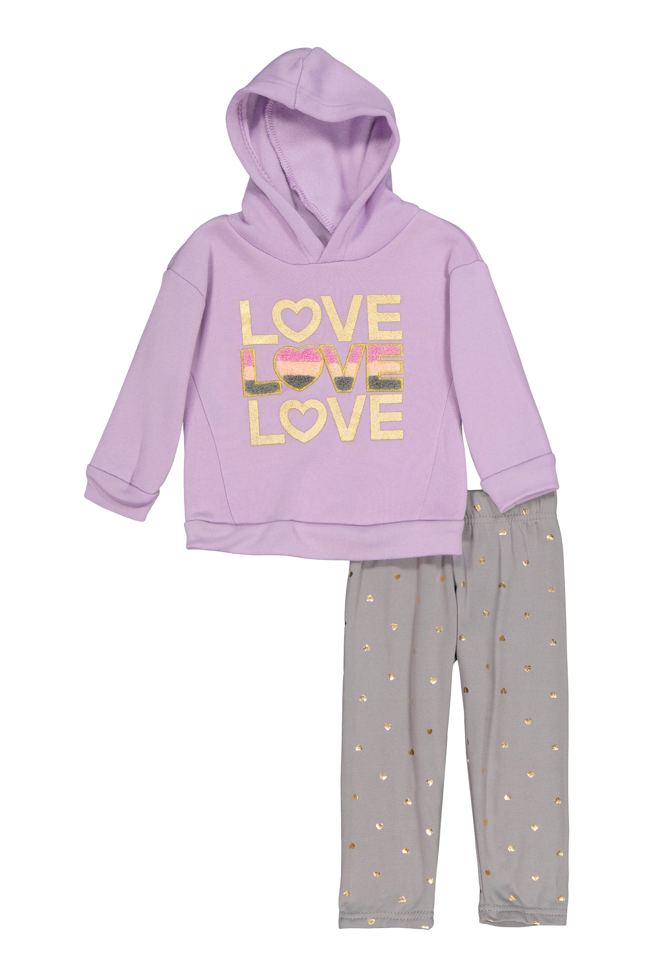 Baby Girls 12-24M Chenille Love Graphic Hoodie and Leggings, Purple, Size 18M