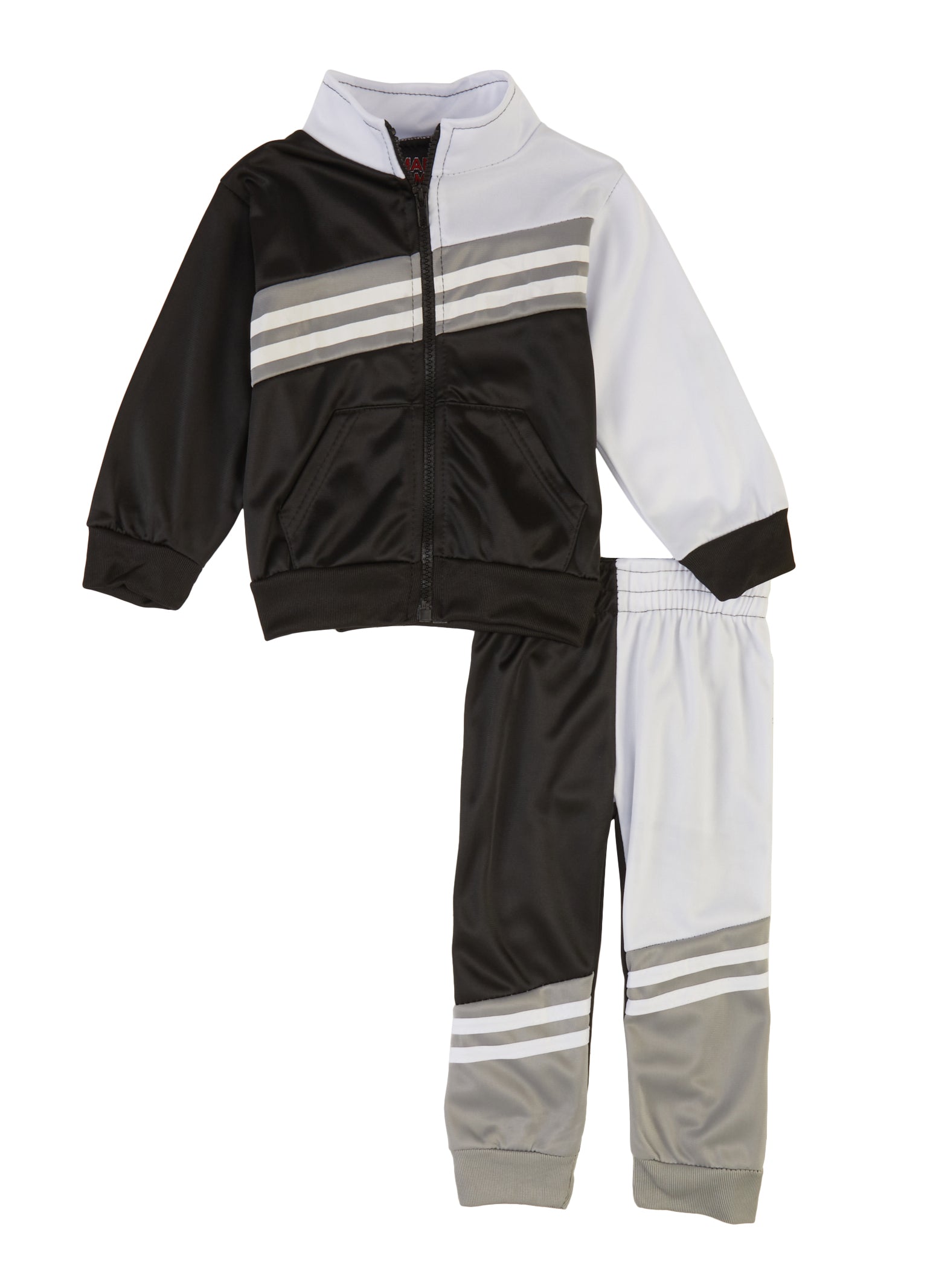 Baby Boys 12-24M Varsity Striped Detail Track Jacket and Joggers, Black, Size 24M