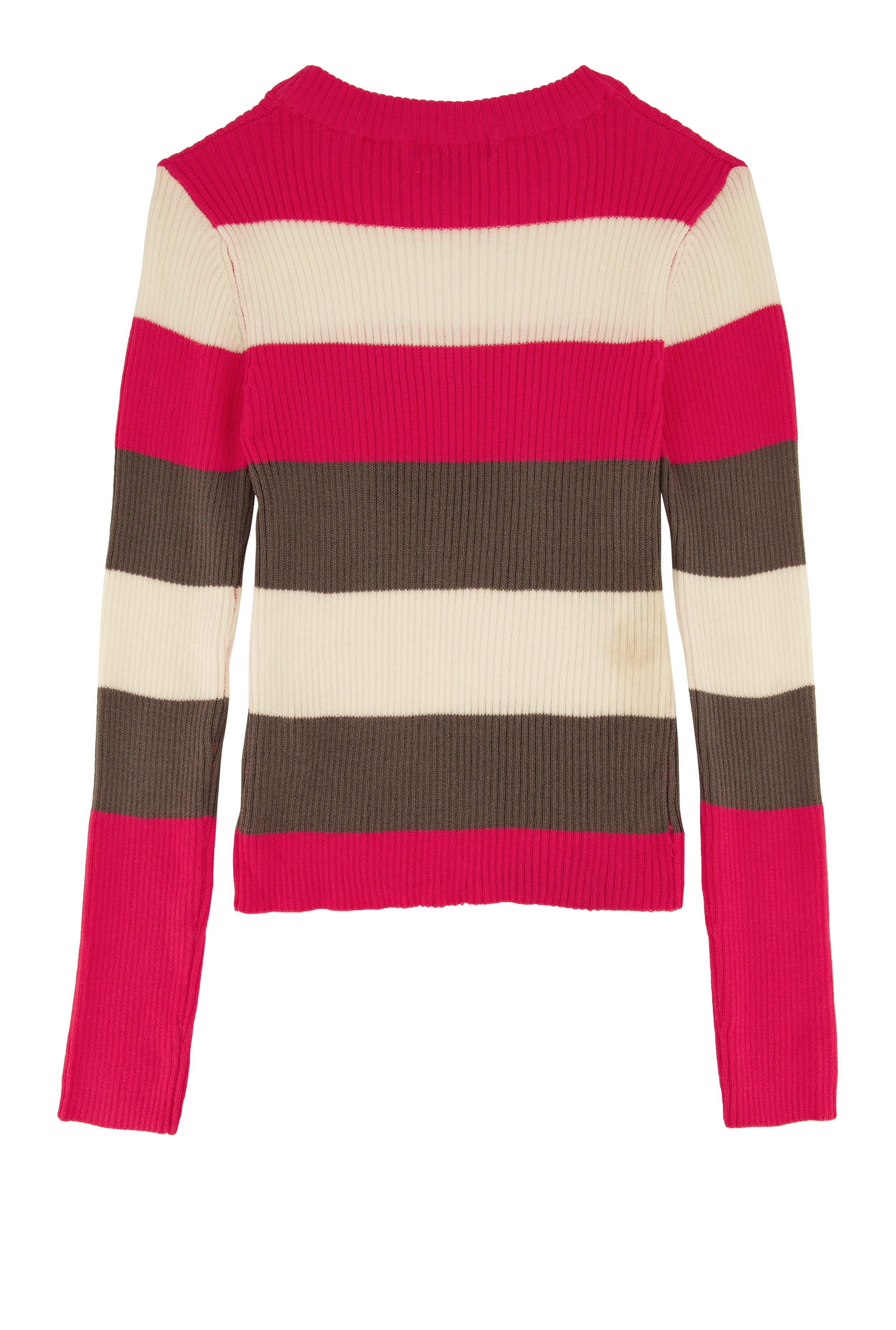 Girls Ribbed Knit Striped Pullover Sweater, Pink, Size 7-8