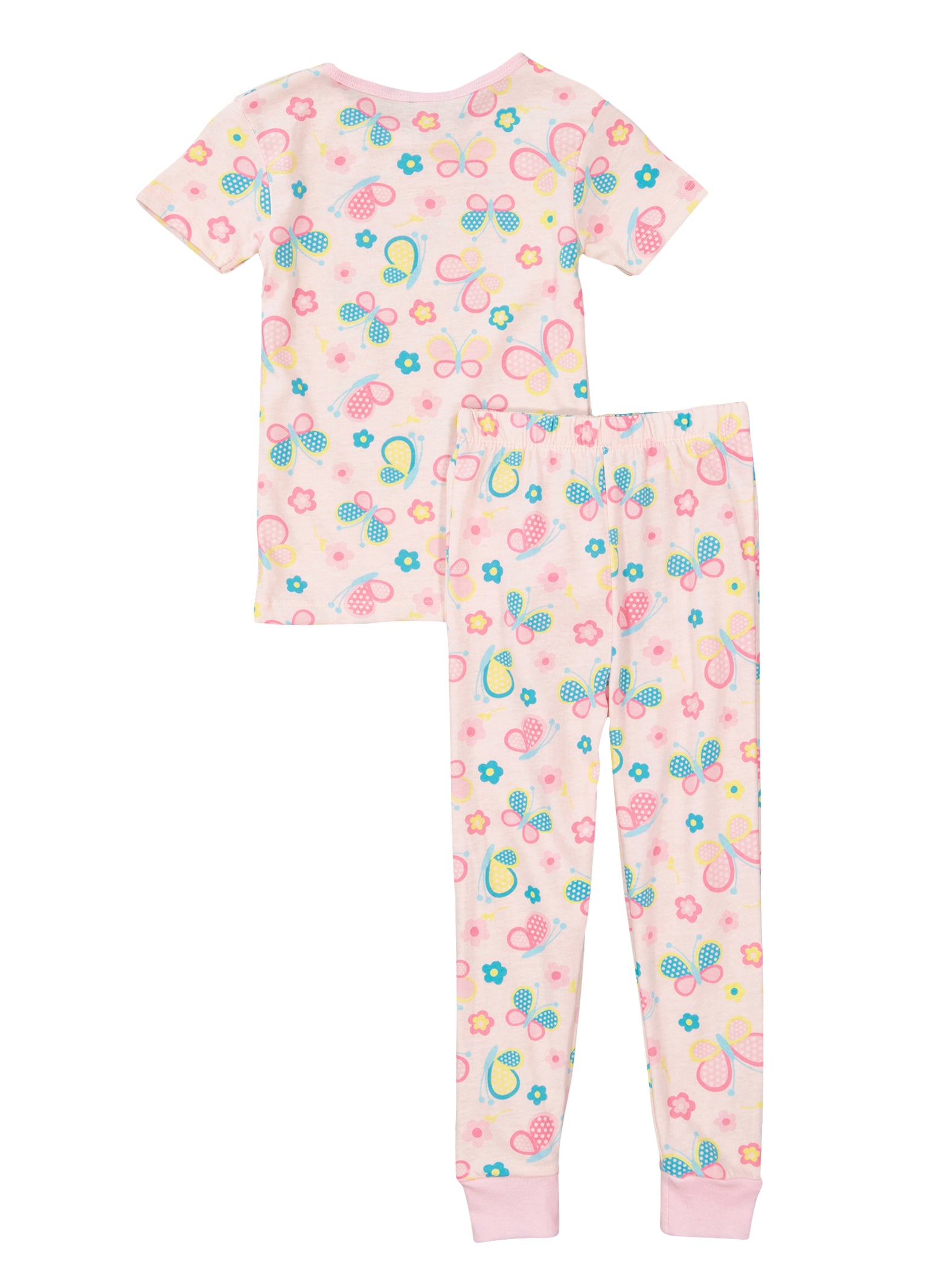 Little Girls Printed Pajama Tee and Pants Set, Pink, Size 4