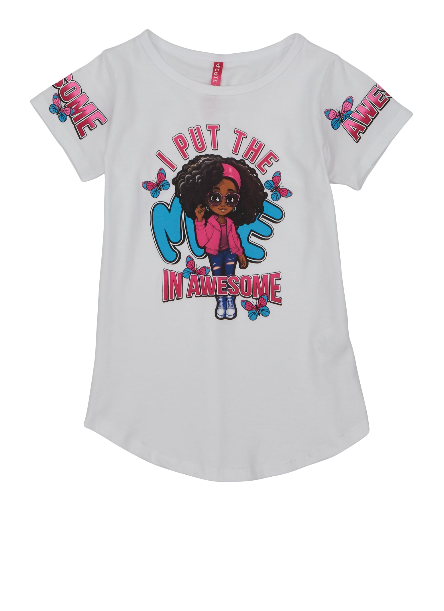 Little Girls Me In Awesome Graphic T Shirt, White, Size 5-6
