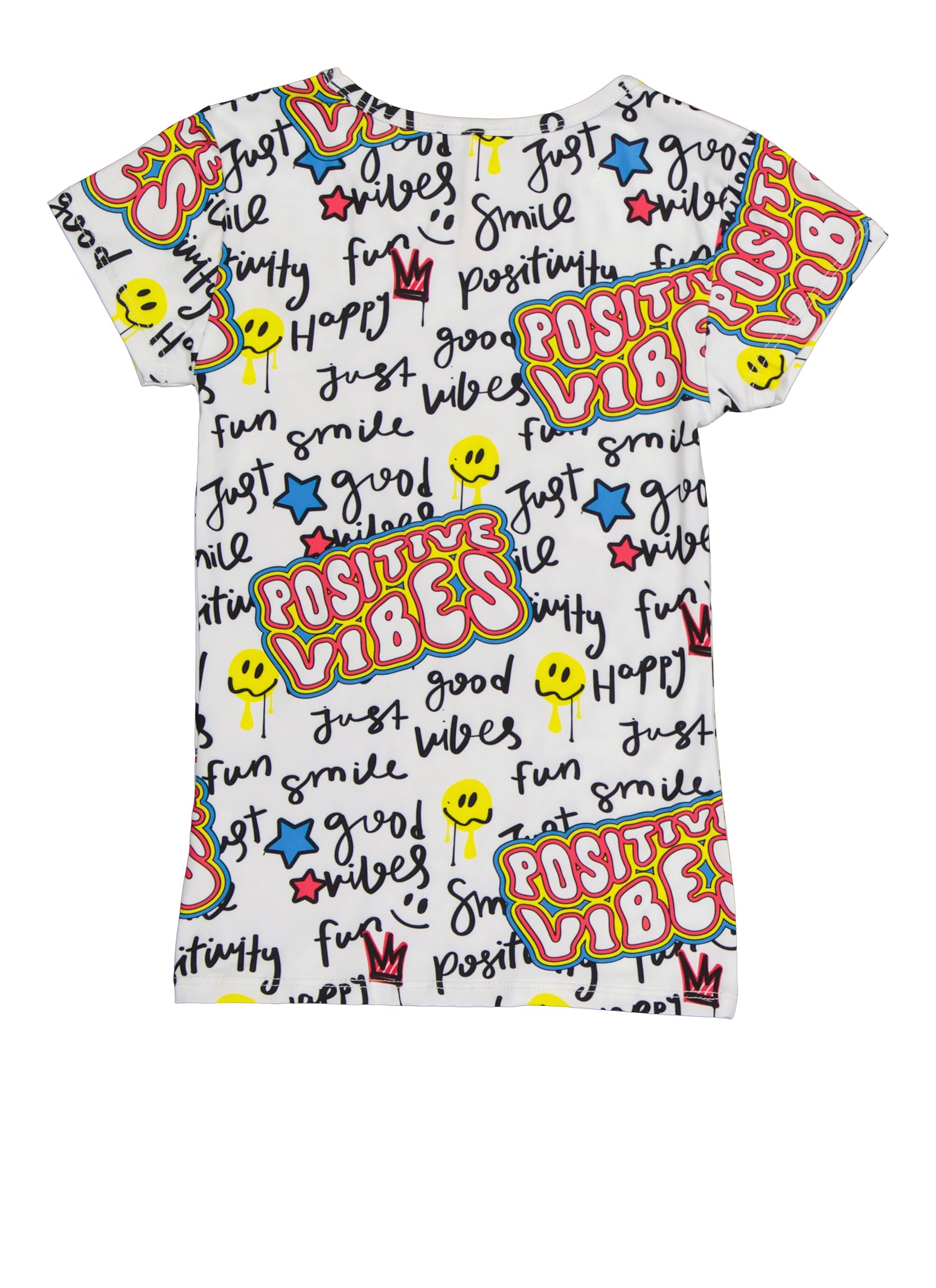 Little Girls Positive Vibes Bear Graffiti Print Tee, Multi, Size 6X