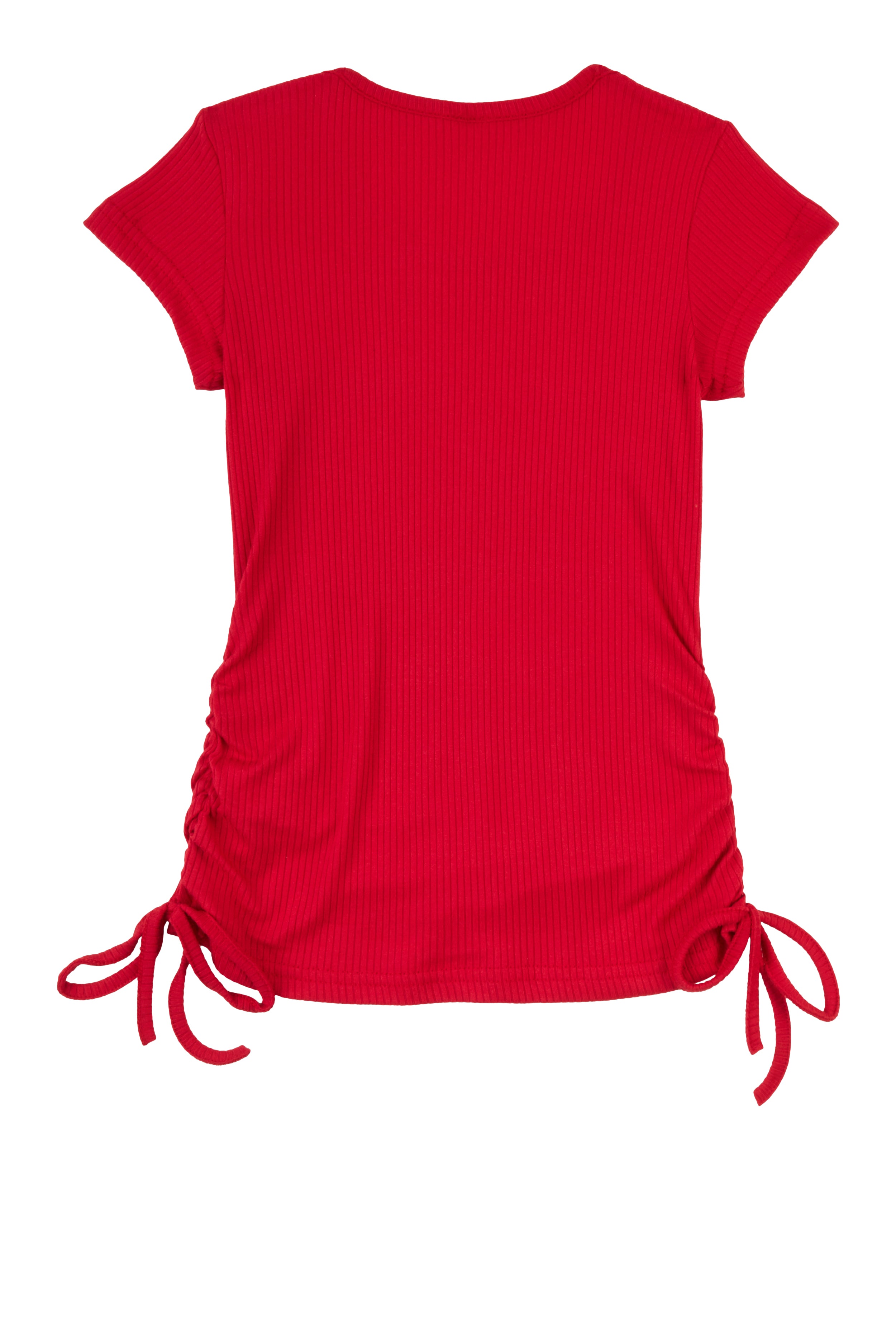 Little Girls Ribbed Knit Rhinestone Graphic Top, Red, Size 5-6