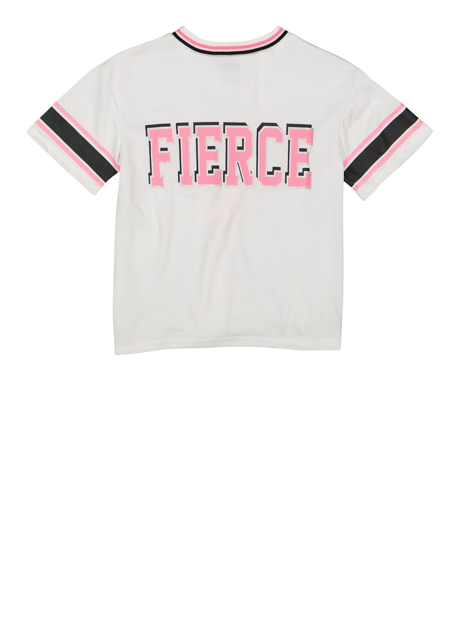 Girls Fierce 12 Varsity Stripe Football Jersey, White, Size 7-8