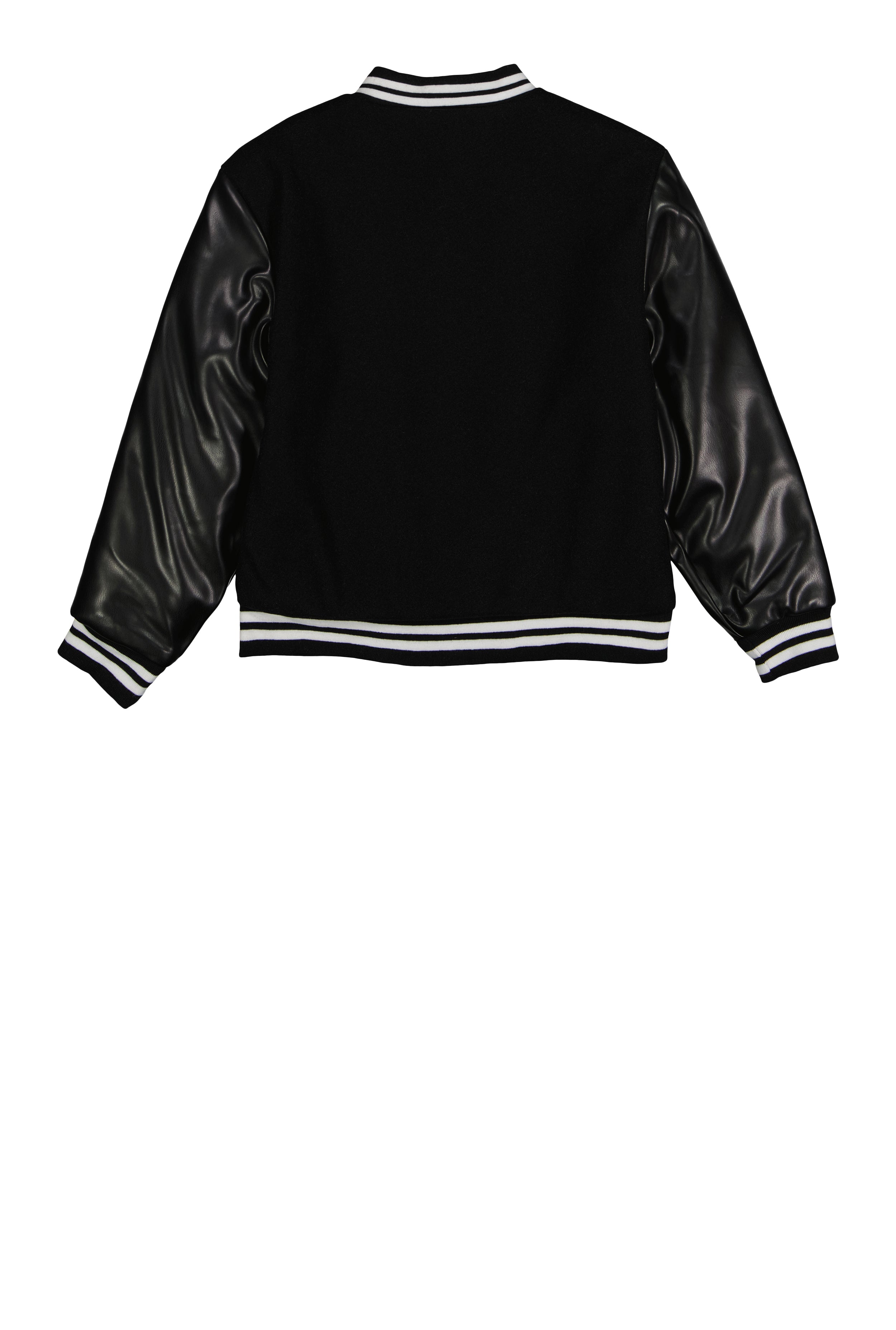 Girls Love 23 Chenille Patch Graphic Varsity Jacket, 14-16