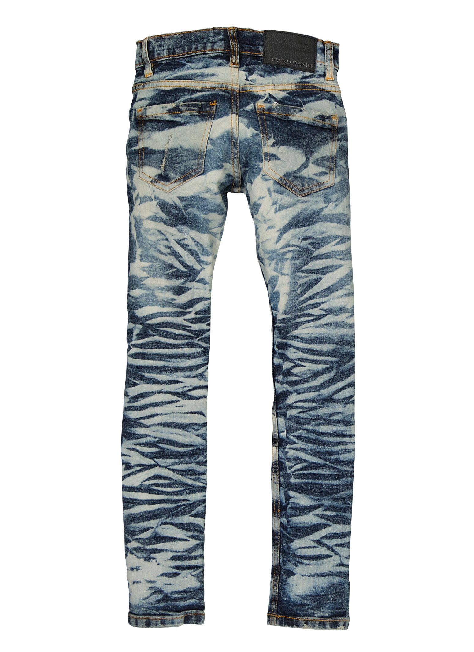 Boys Acid Wash Whiskered Skinny Leg Jeans, Blue, Size 16