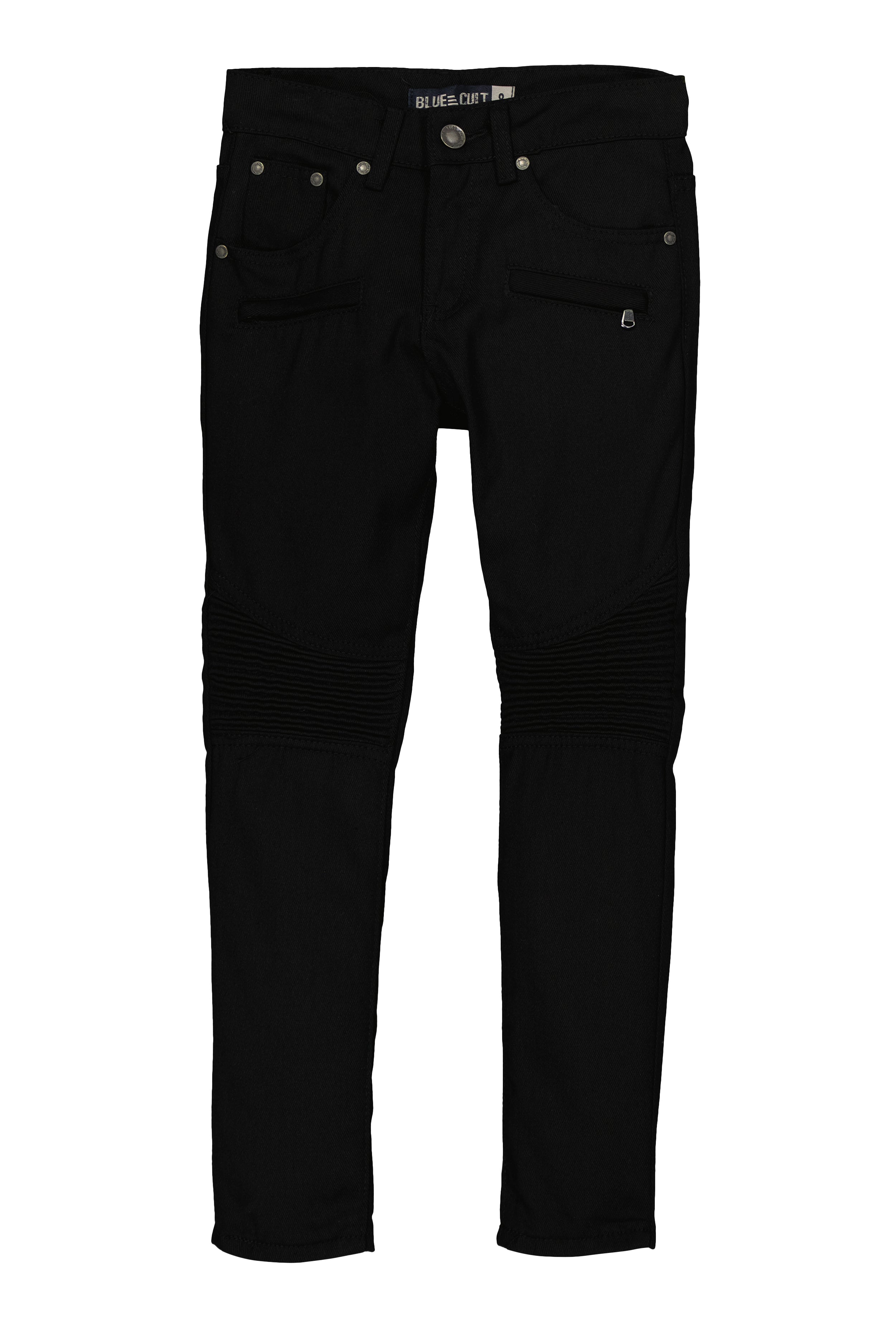 Boys Solid Moto Skinny Leg Jeans, Black, Size 12