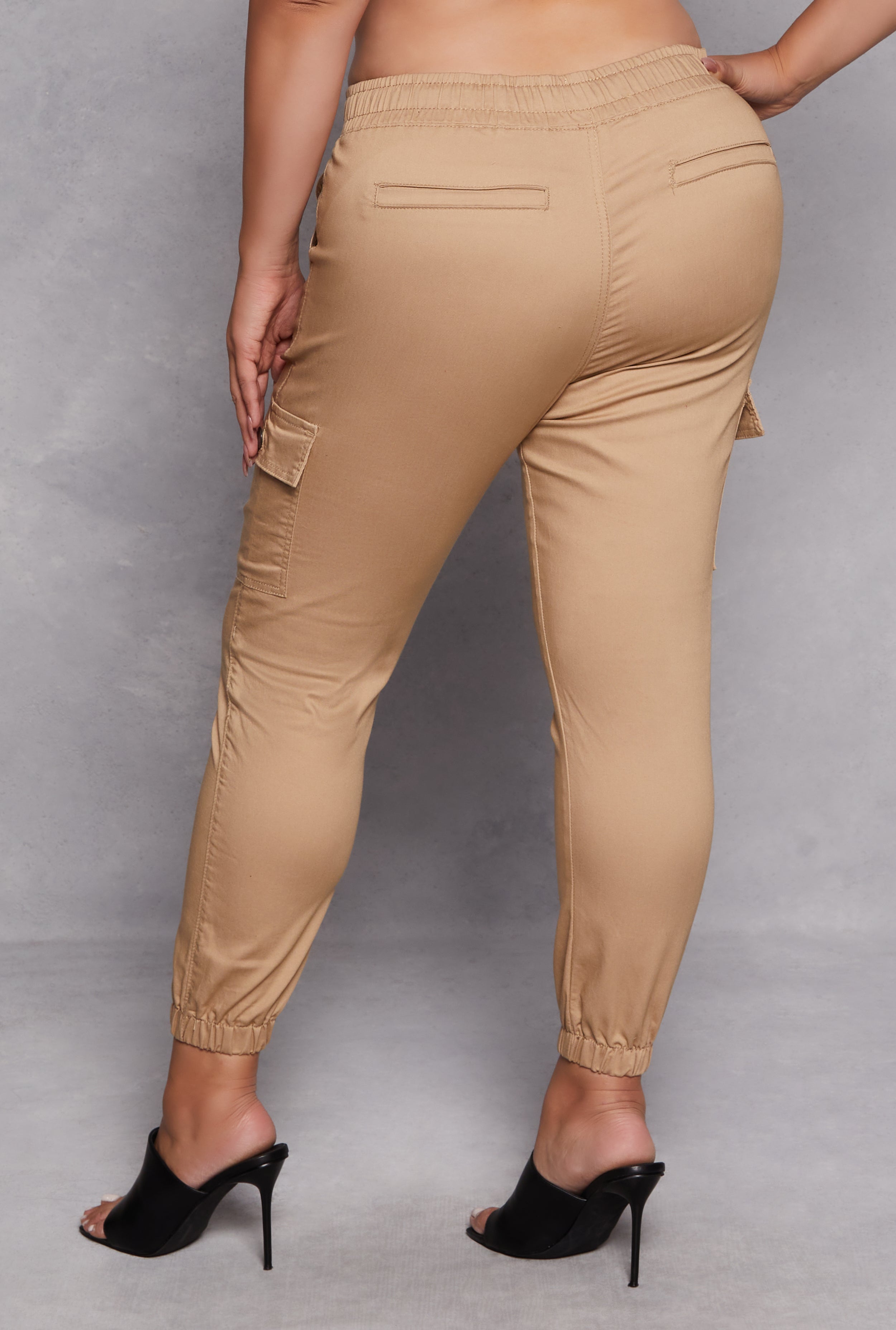 Womens Plus Size VIP Cargo Joggers, Khaki, Size 17-18