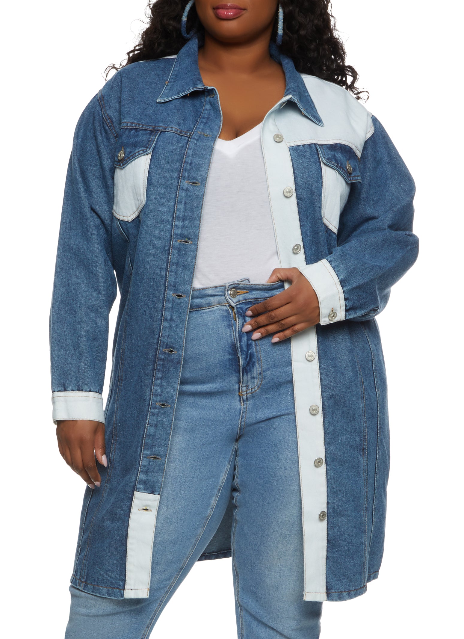 Tall Acid Blue Wash Denim Jacket High Bodysuit