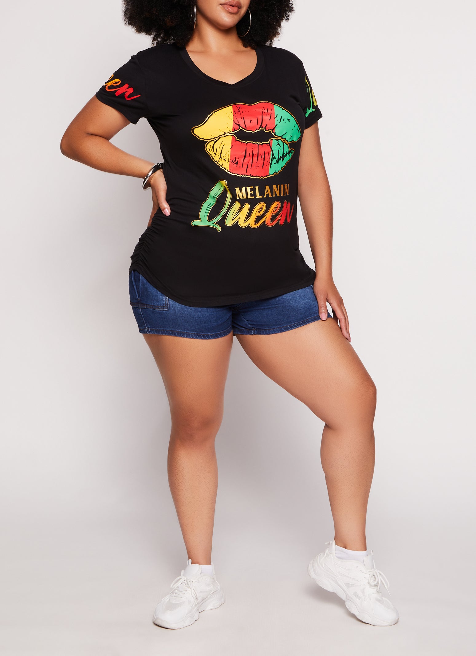 Womens Plus Size Melanin Queen Graphic Tee, Black, Size 3X