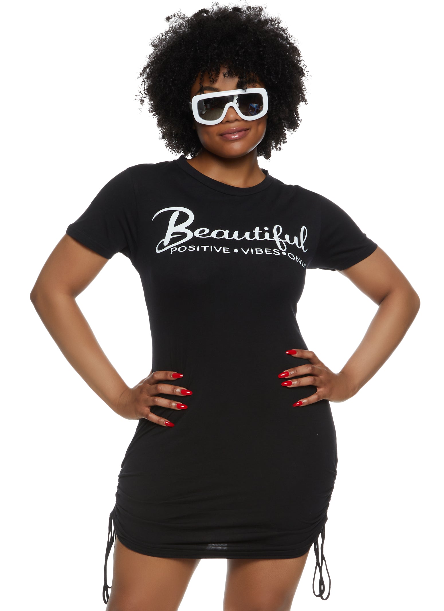 Womens Plus Beautiful Graphic T Shirt Dress, Black,