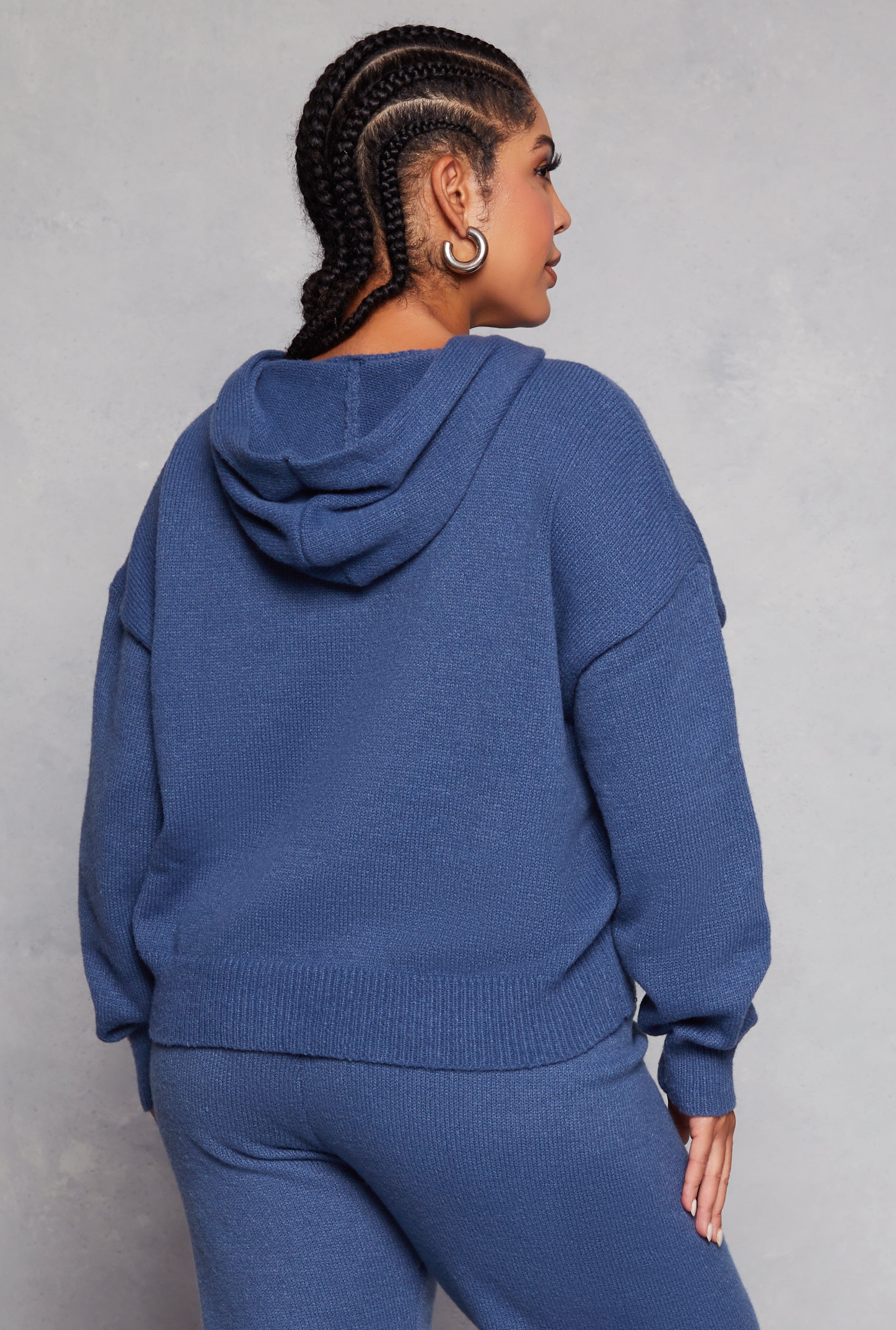 Womens Plus Brushed Knit Pullover Hoodie,