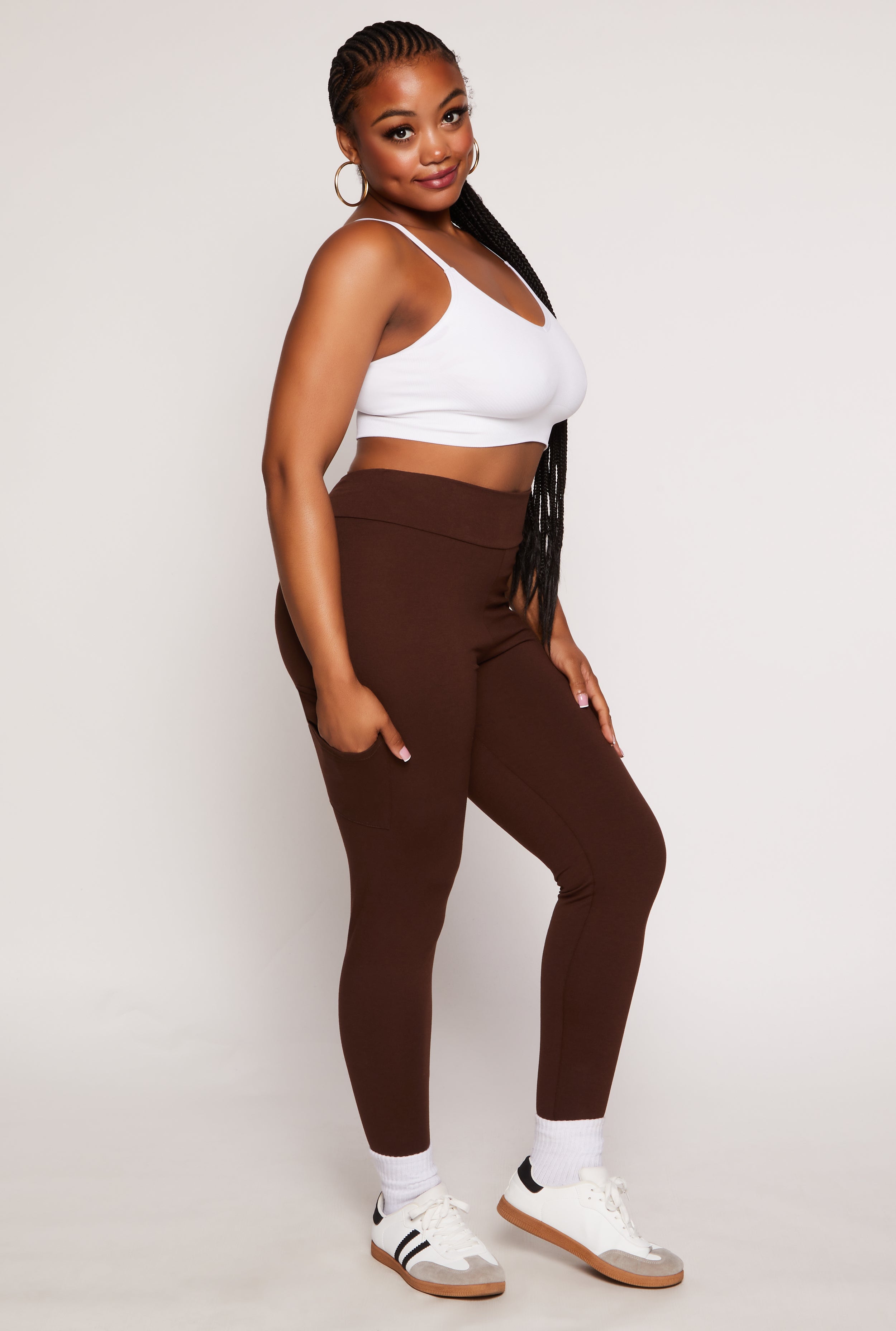 Womens Plus High Waist Cargo Leggings,