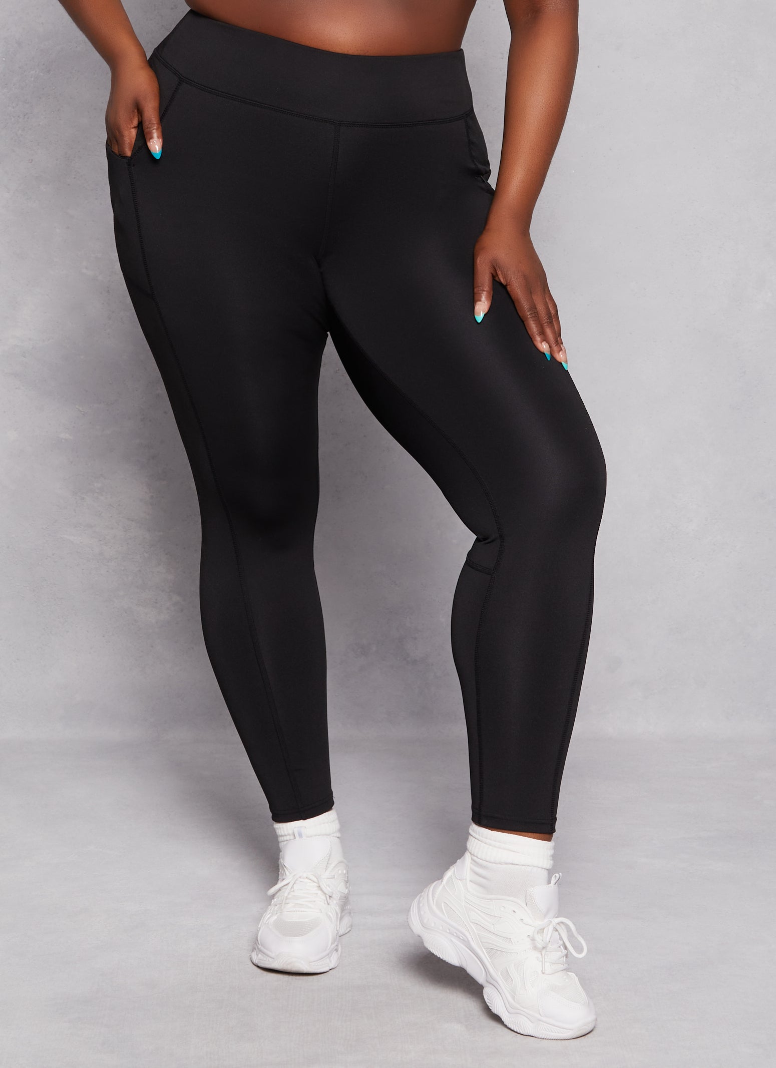 Womens Plus High Waist Zip Pocket Leggings,