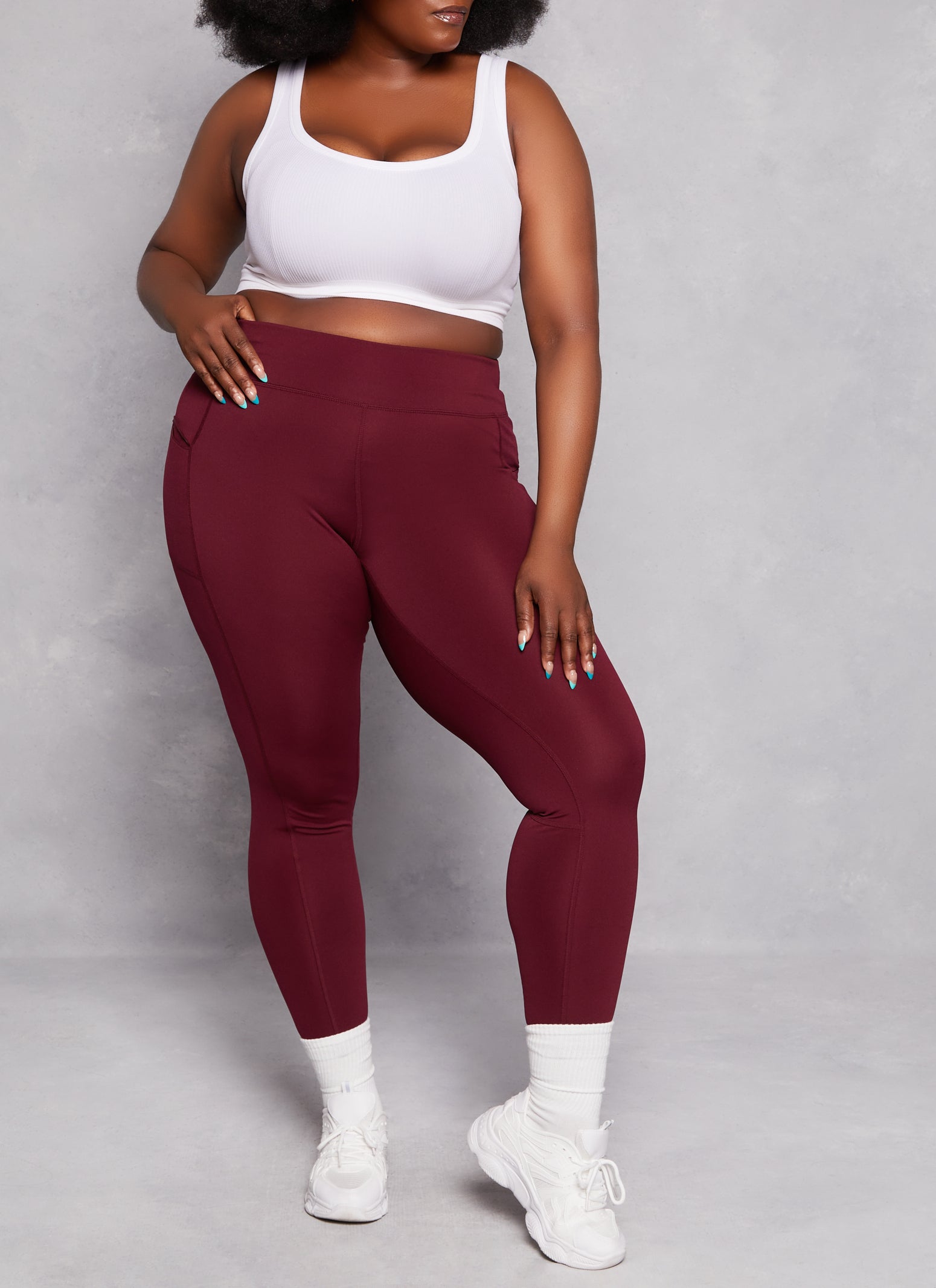 Womens Plus High Waist Zip Pocket Leggings,