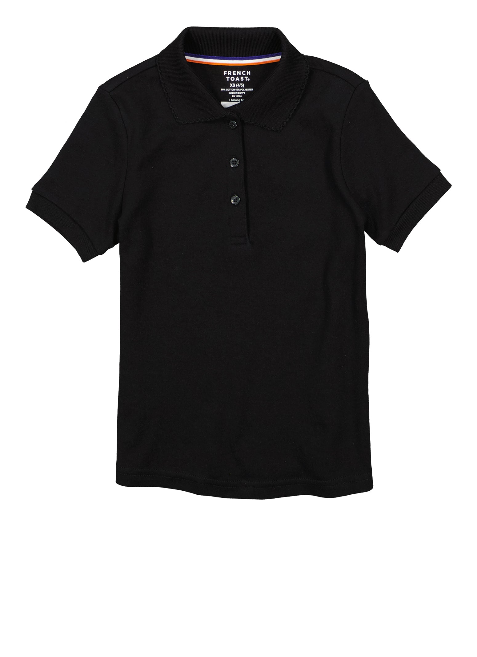 French Toast Girls 4-6x Interlock Polo Shirt, Black, Size 4-5