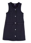 Girls Pocketed Button Front Sleeveless Jumper/Midi Dress