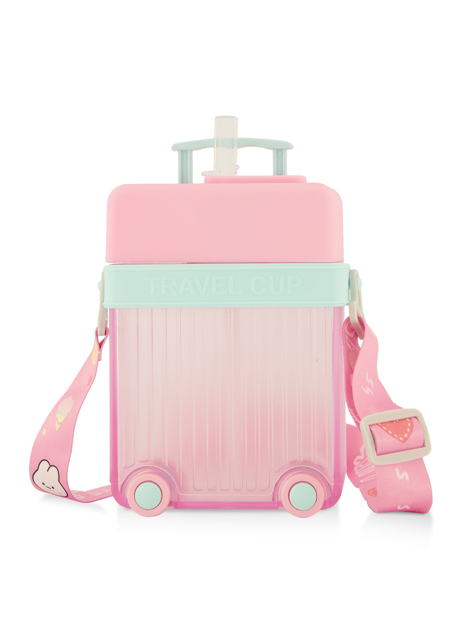 Suitcase Travel Cup Water Bottle, Pink