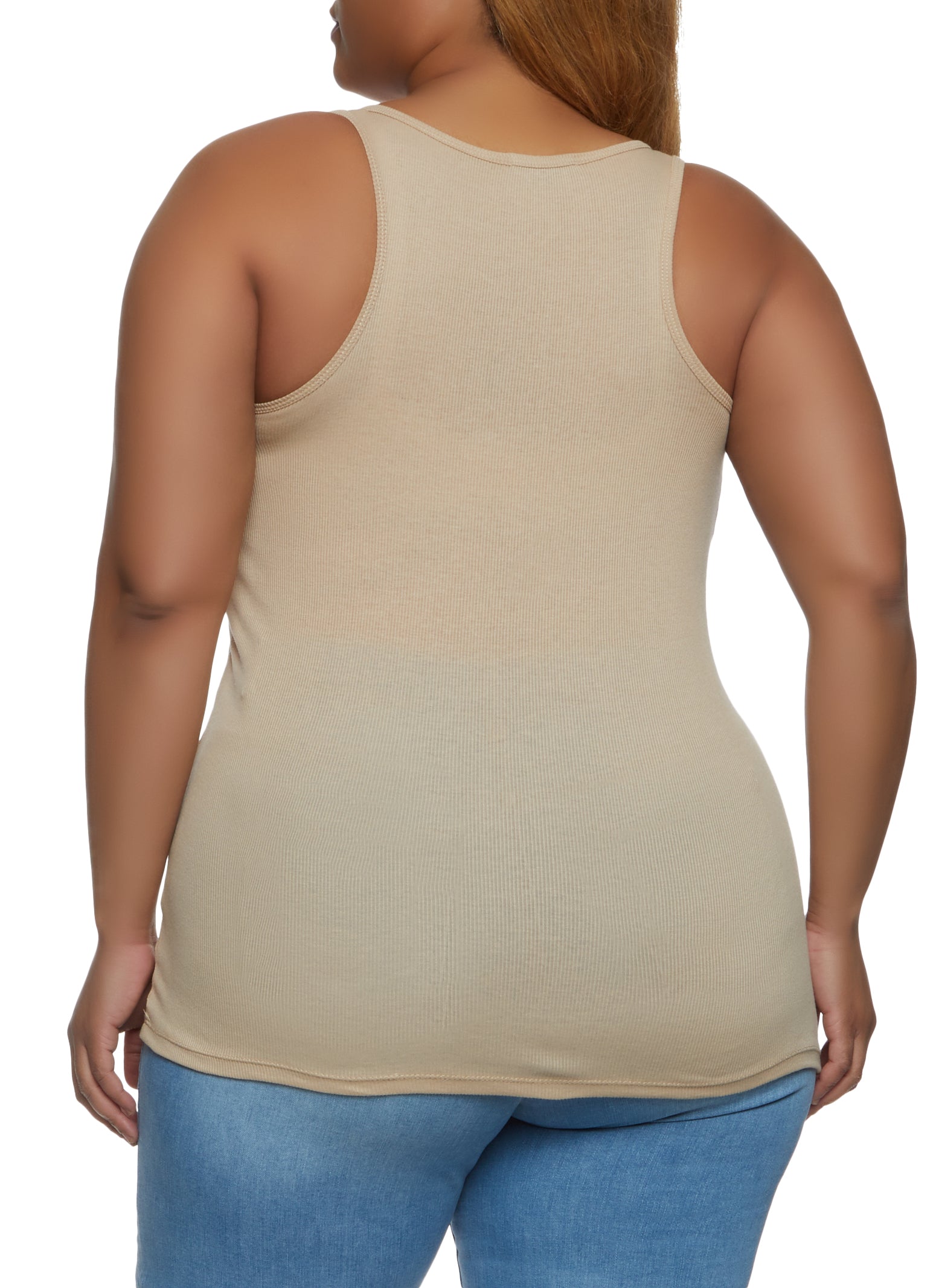 Womens Plus Ribbed Knit Racerback Tank Top,