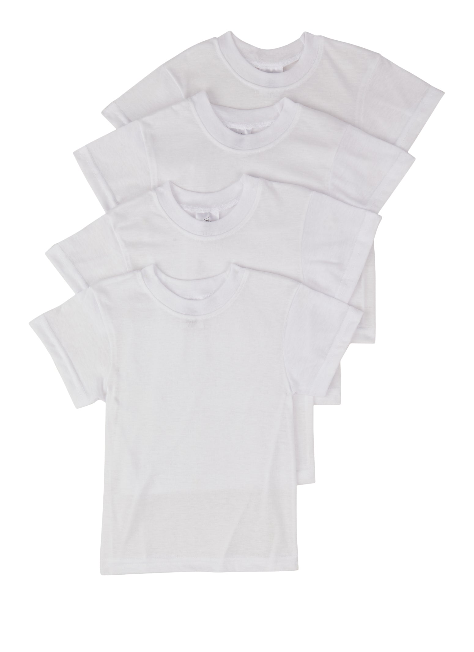 Toddler Boys Crew Neck Tees 4 Pack, White, Size 2T-3T