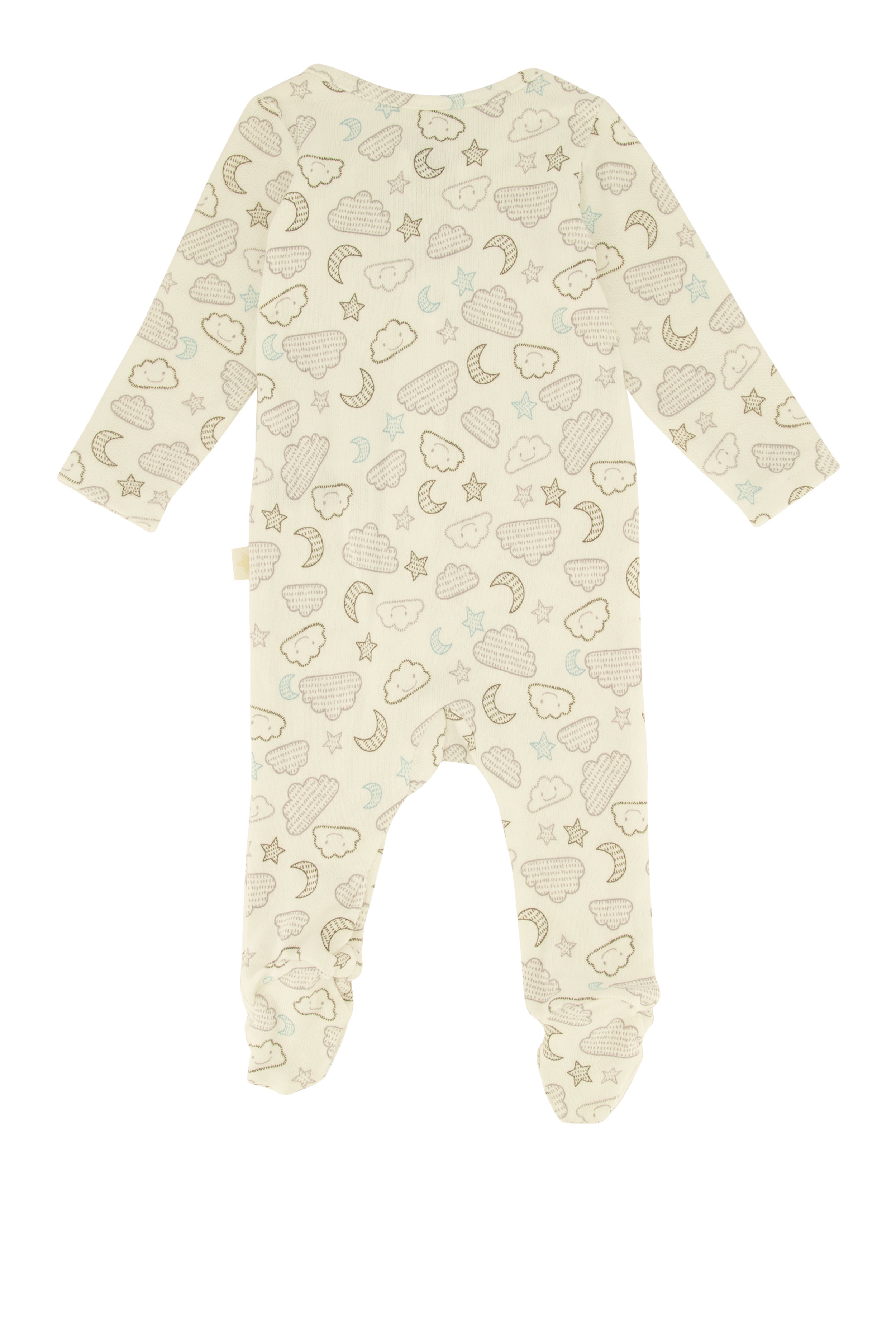 Baby Boys 0-9M Cloud Print Zip Front Footed Jumpsuit, Beige,