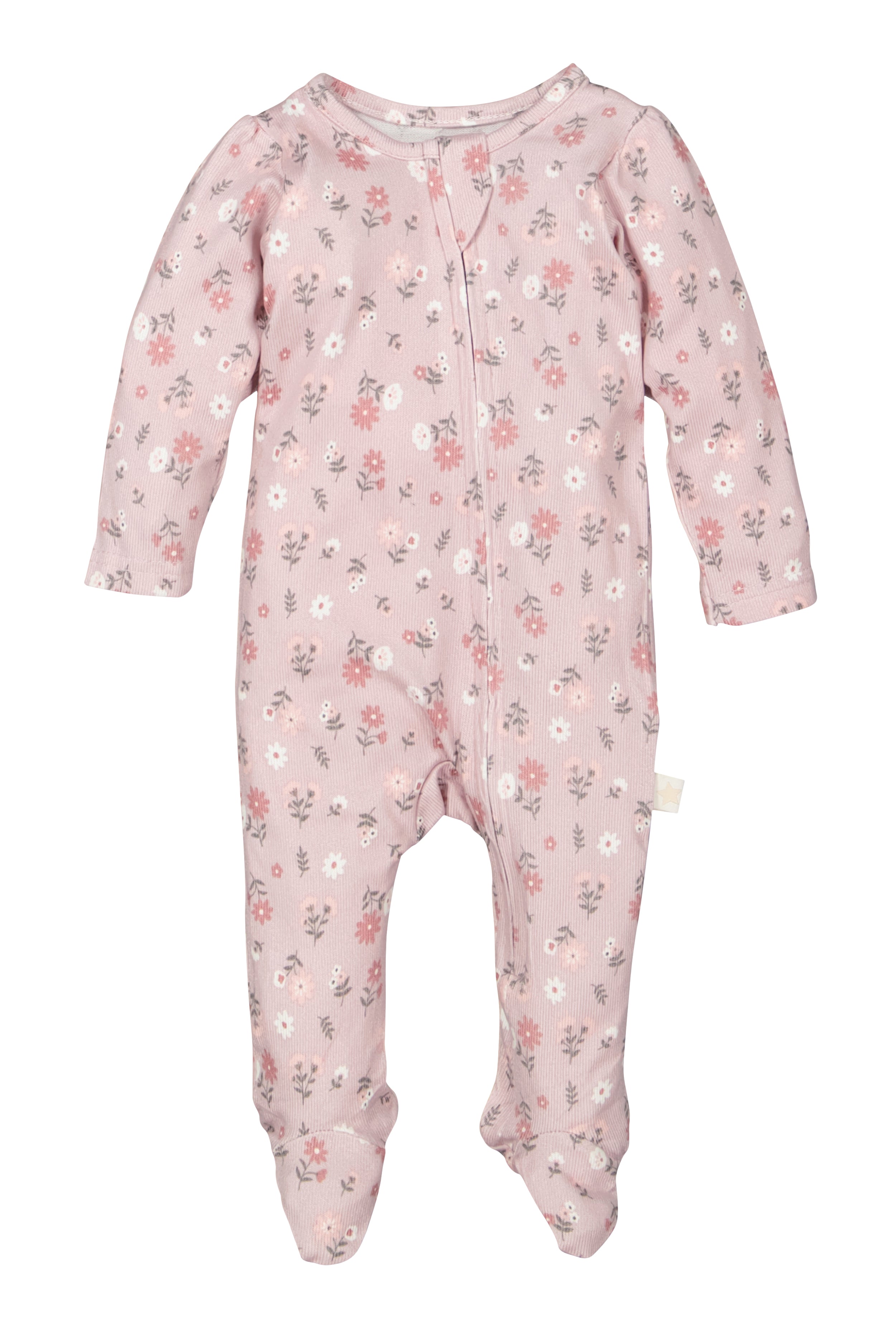 Baby Girls 0-9M Floral Print Zip Front Footed Jumpsuit, Pink, Size 3-6M