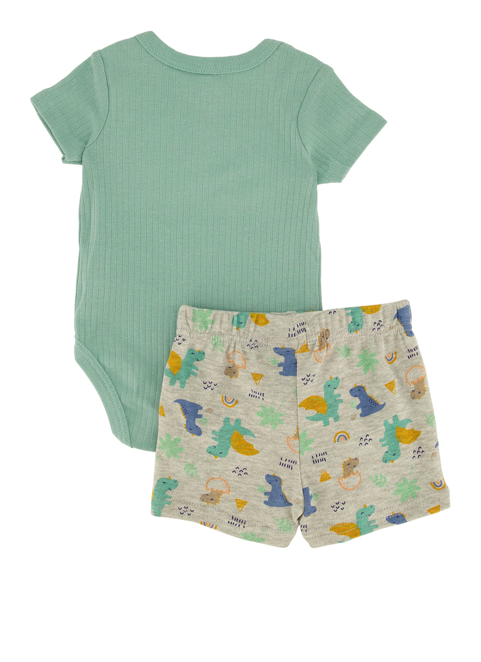 Baby Boys 0-9M Dinosaur Graphic Bodysuit and Shorts with Hat, Green, Size 6-9M