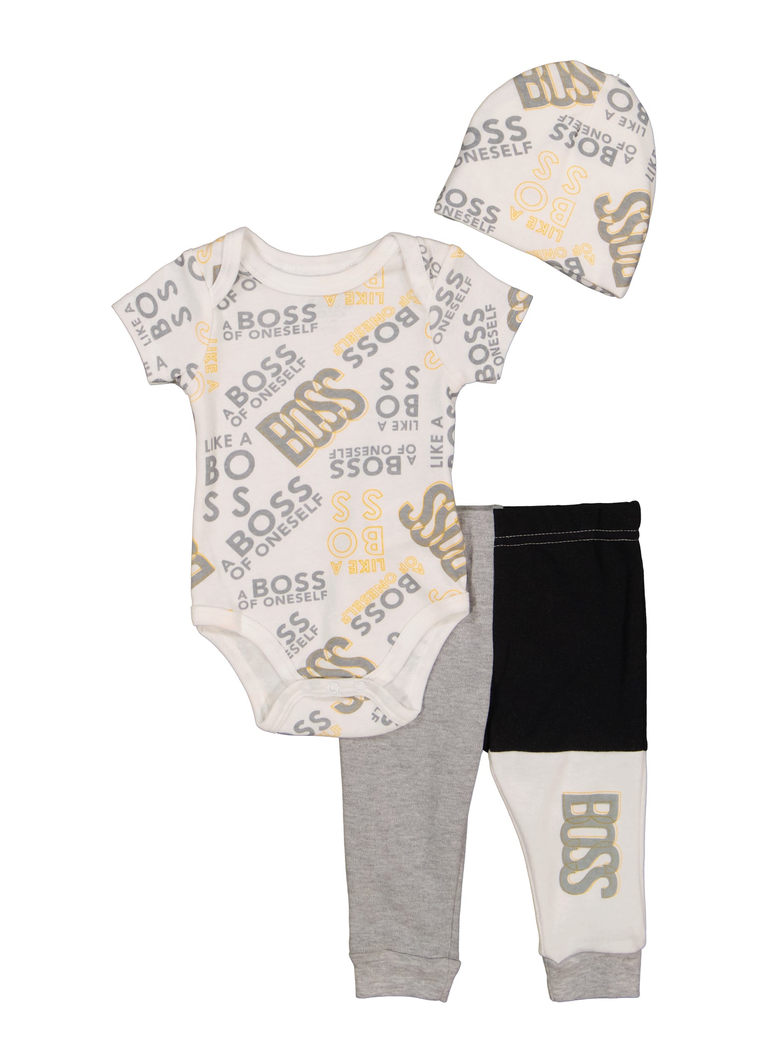 Baby Boys 0-9M Boss Of Oneself Bodysuit and Joggers with Hat, Multi, Size 3-6M
