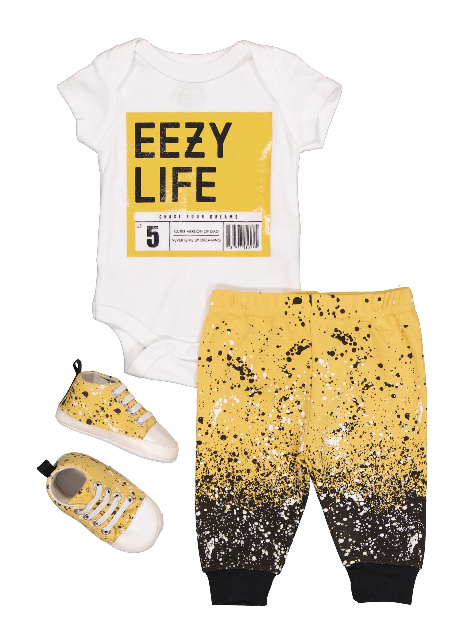 Baby Boys 0-9M Eezy Life Graphic Bodysuit with Joggers and Shoes, Multi,