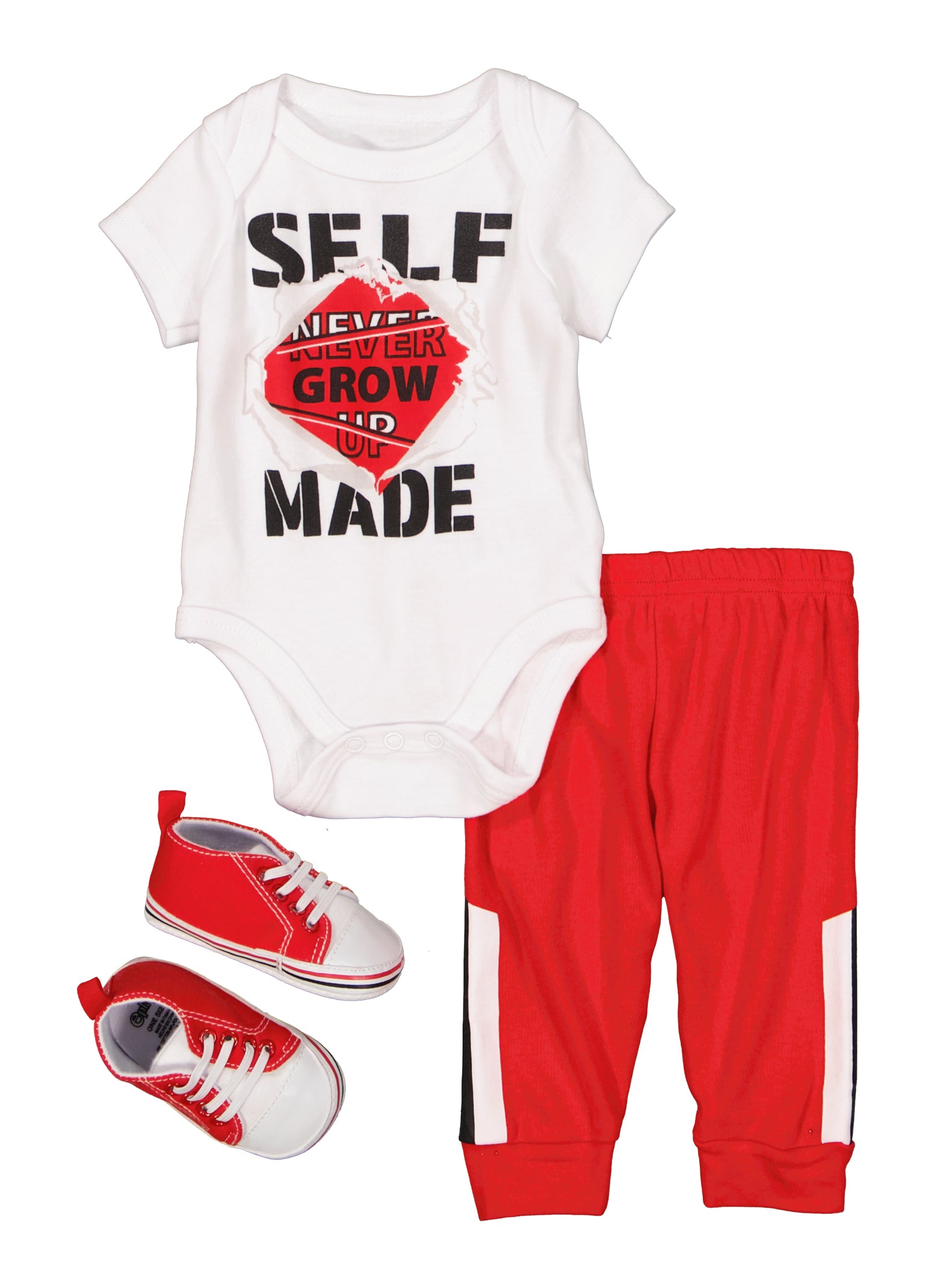Baby Boys 0-9M Self Made Bodysuit and Joggers with Shoes, Multi, Size 0-3M