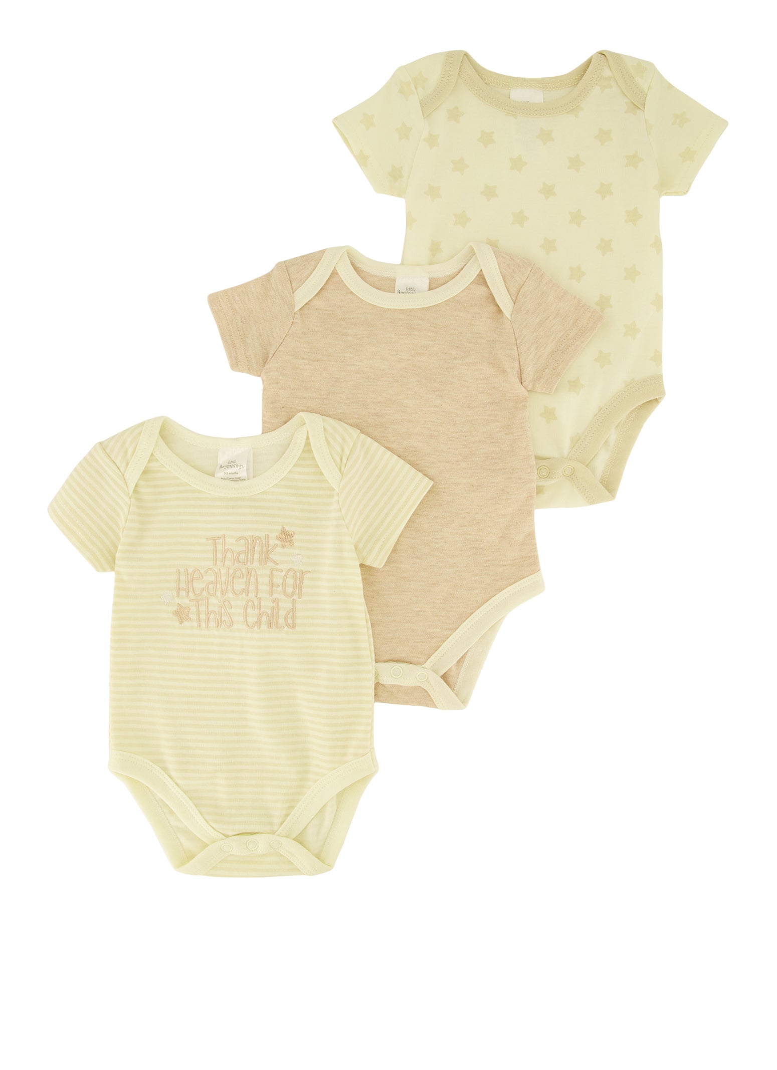 Baby Boys 0-9M Thank Heaven For This Child Graphic Bodysuit Trio, Beige, Size 0-3M