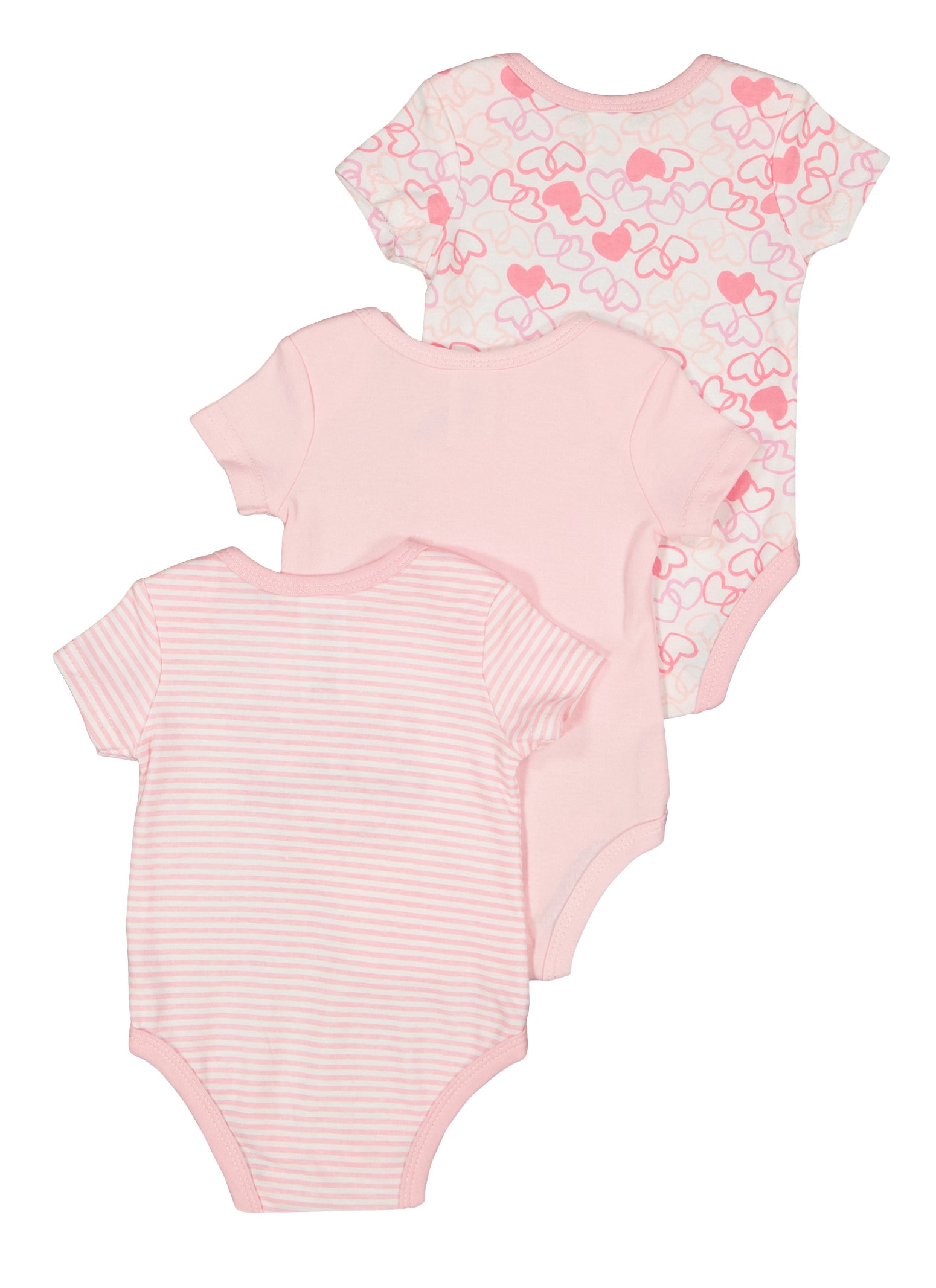 Baby Girls 0-9M Cute Embroidered Graphic Bodysuit Trio, Pink, Size 0-3M