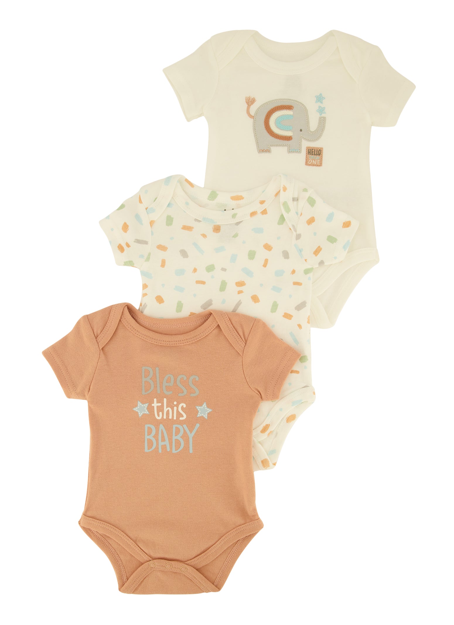 Baby Boys 0-9M Bless This Baby Graphic Bodysuit Trio, Multi, Size 3-6M