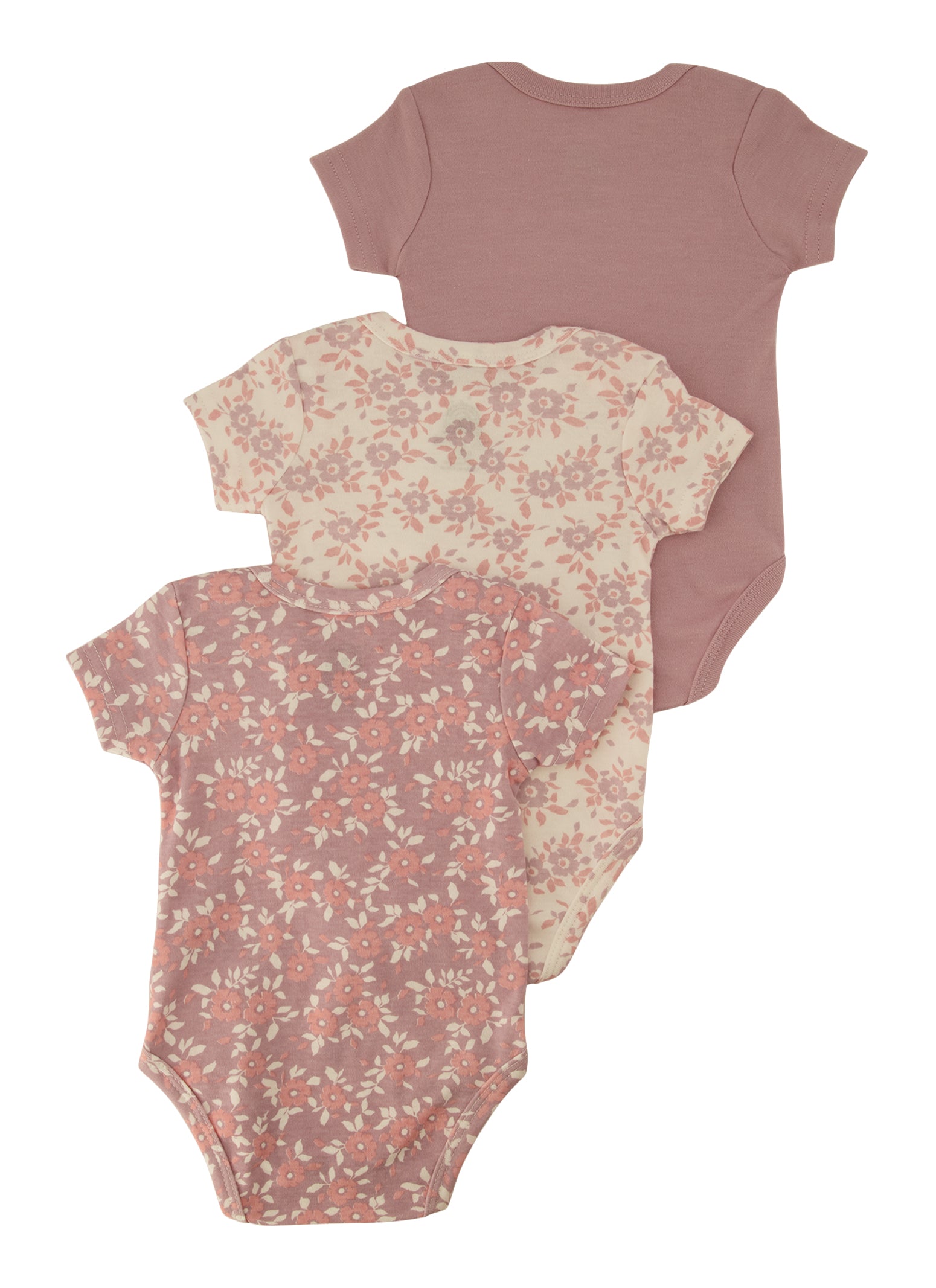 Baby Girls 0-9M Love Floral Print Bodysuit Trio, Pink, Size 3-6M