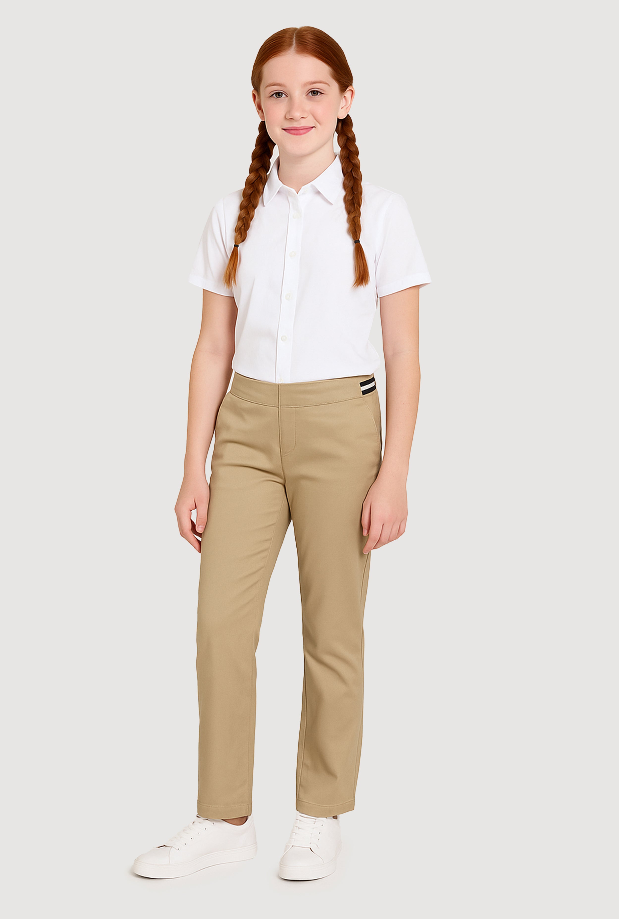 French Toast Girls 7-14 Mid Rise Straight Leg Dress Pants, Khaki, Size 8
