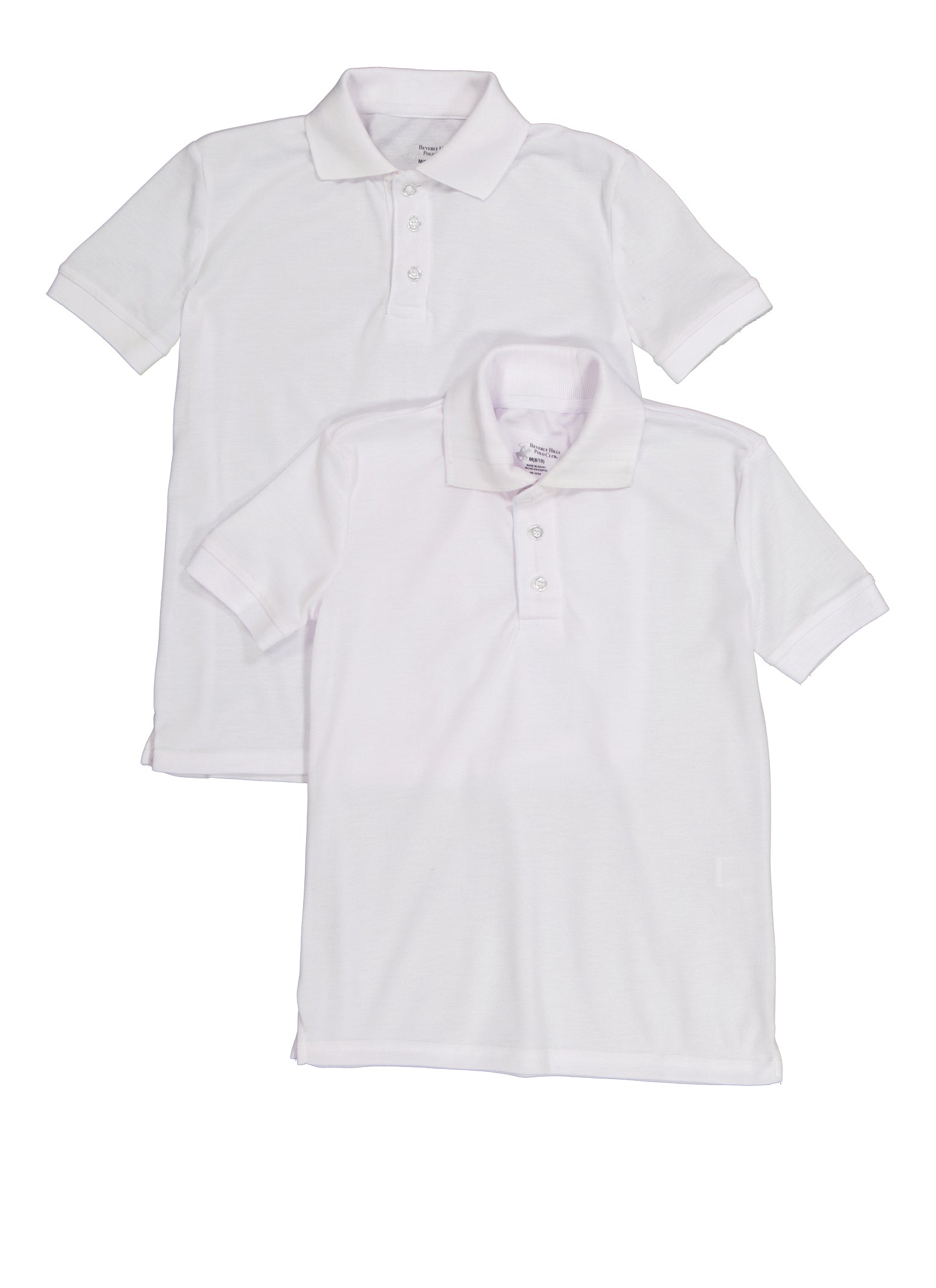 Boys 8-16 Solid Short Sleeve Pique Polo 2 Pack, White, Size 12-14