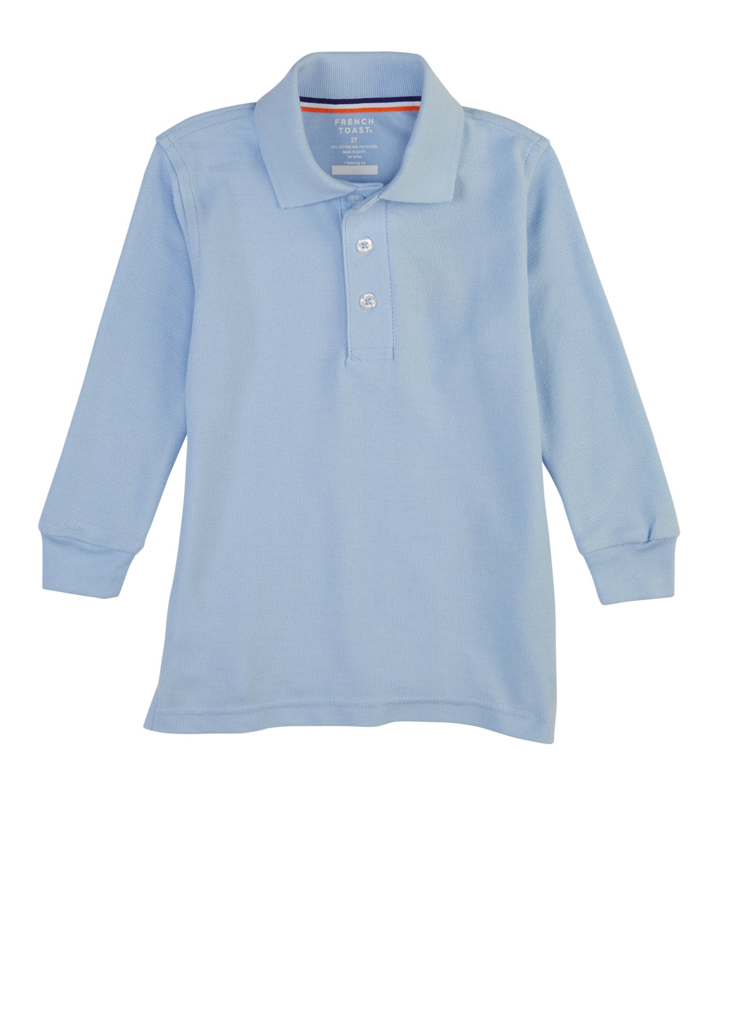 French Toast Boys 2T-4T Long Sleeve Pique Polo Shirt, Blue, Size 3T