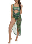 Womens Cut Out One Piece Swimsuit And Sarong Set, ,