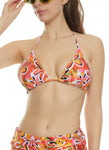 Womens Floral Print Triangle Swim Bikini Top, ,