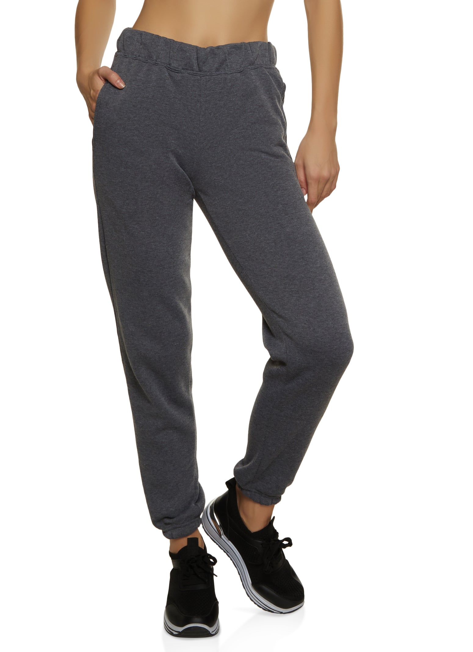 Womens Fleece High Waisted Sweatpants, L