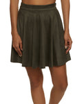 Womens Faux Suede High Waisted Skater Skirt, ,