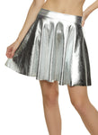 Womens Faux Leather High Waisted Skater Skirt, ,