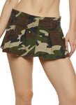 Womens Camo Pleated Micro Mini Skort, ,