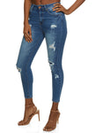 Womens Wax Distressed High Waisted Jeans, ,