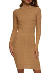 Long Sleeves Sweater Mock Neck Knit Midi Dress