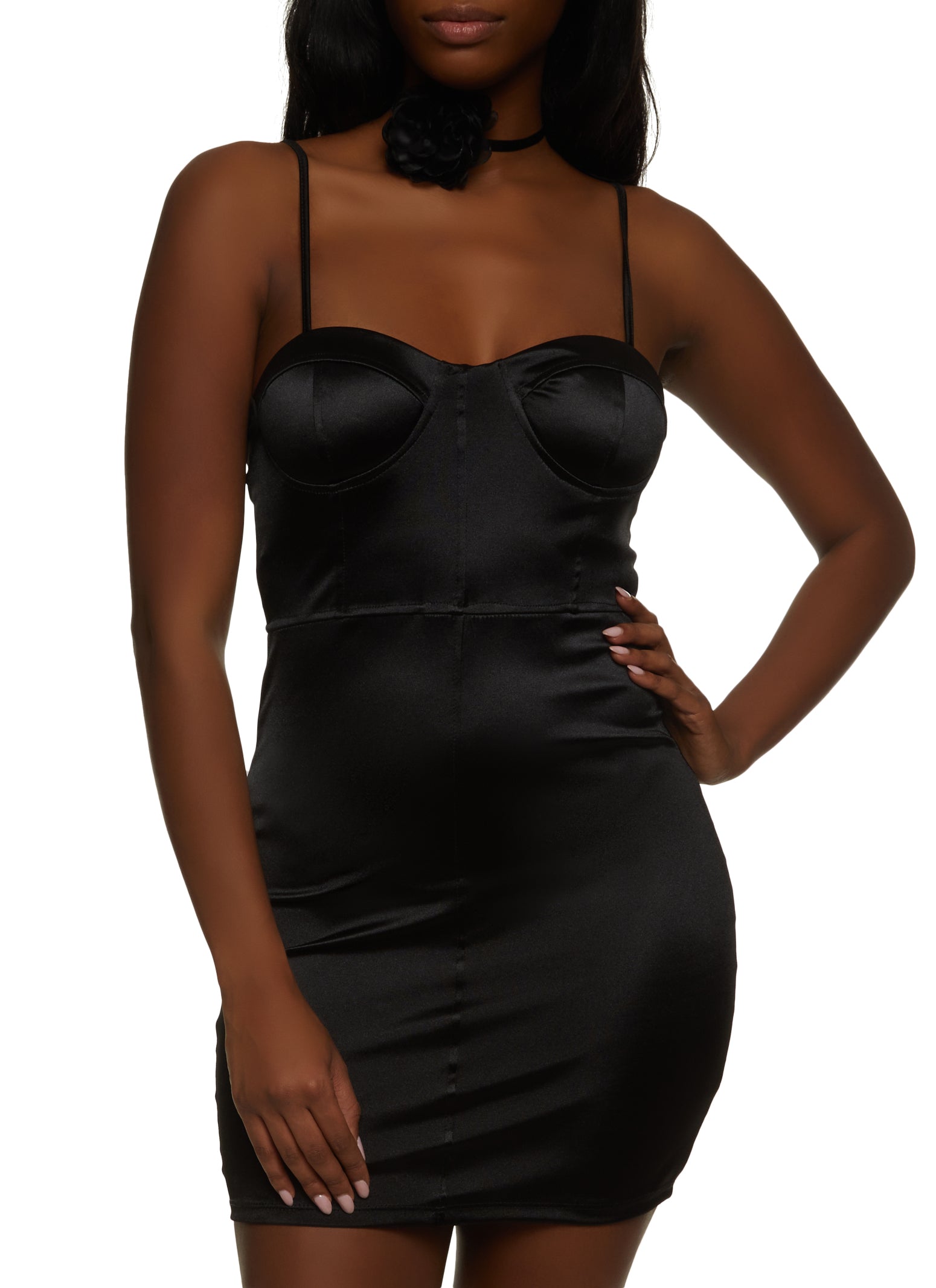 Womens Satin Bustier Mini Dress,