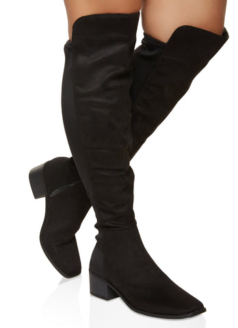 Square Toe Wide Calf Tall Boots